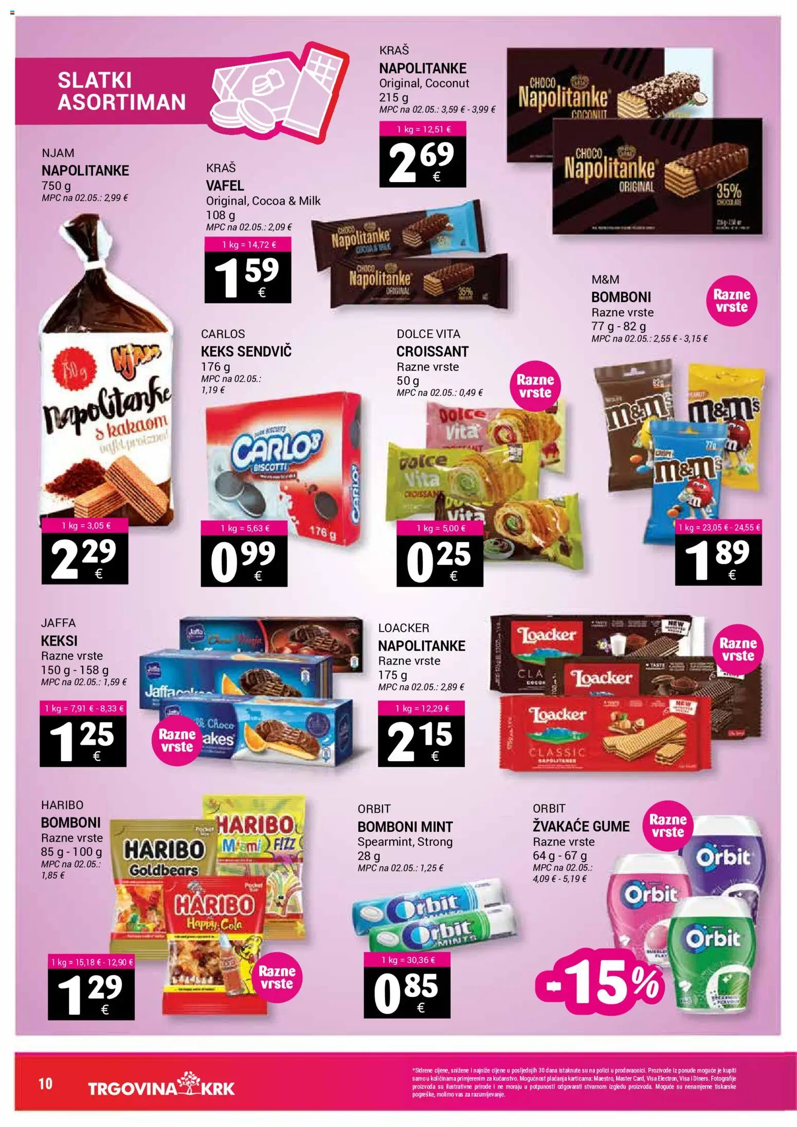 Trgovina Krk katalog | vrijedi od 01.08.2026 | Stranica: 10 | Proizvodi: Žvakaće gume, Bomboni, Keks, Napolitanke