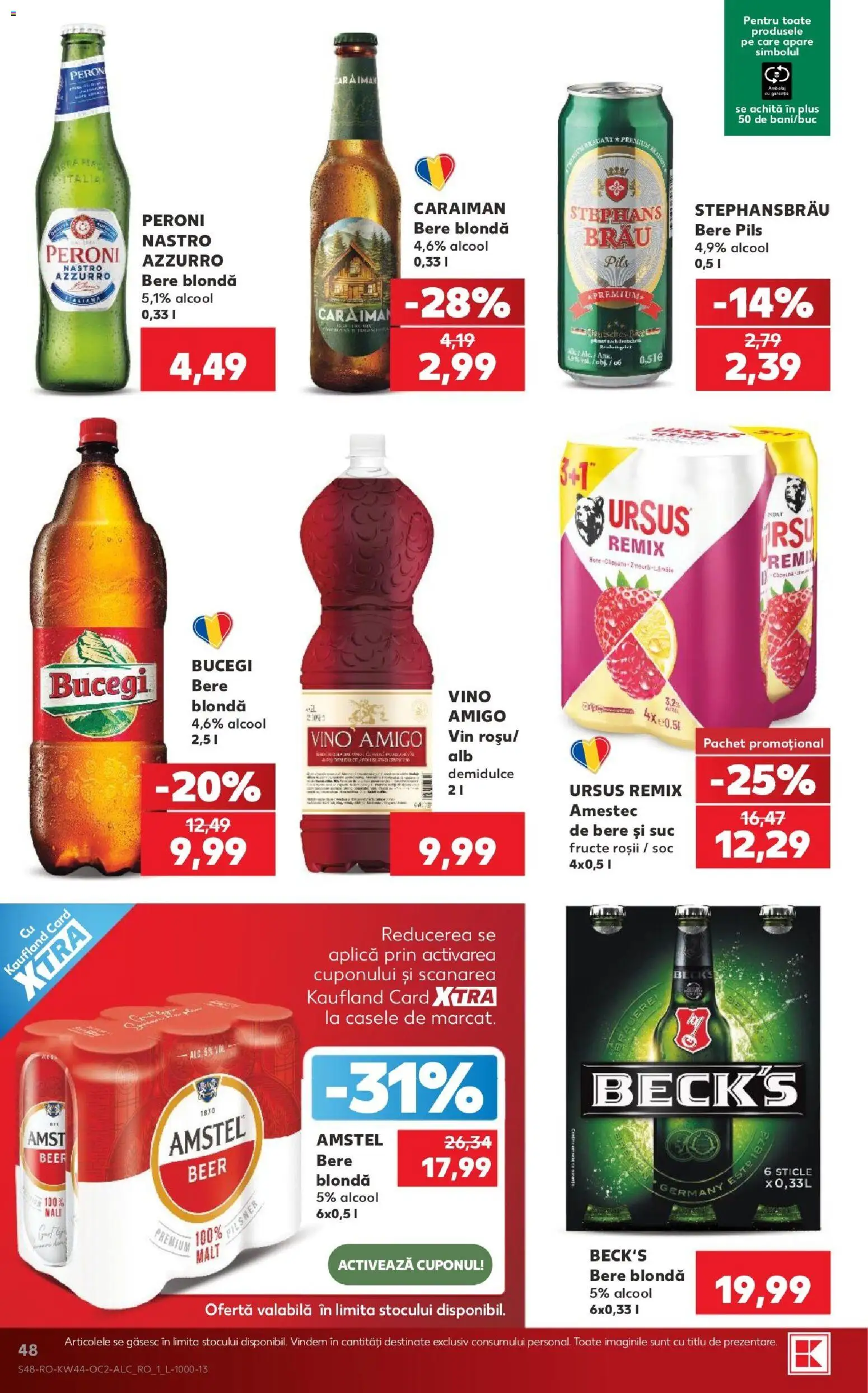 Kaufland RO akciós ujság - amely érvényes a következő dátumtól: 2026.10.28. | Oldal: 48 | Termékek: Váll, Peroni