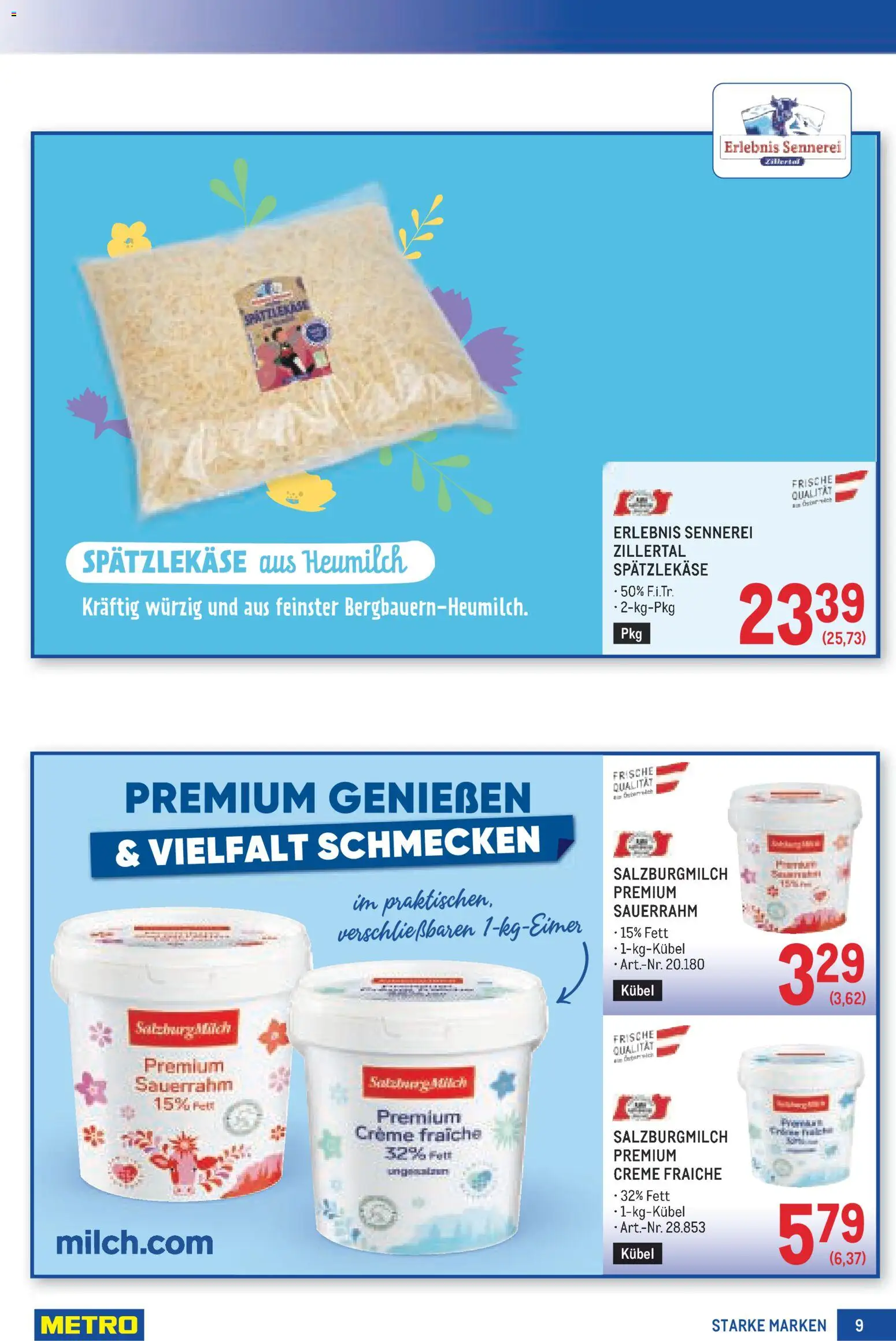 Metro angebote Starke Marken gültig ab 01.10.2026 | Seite: 9 | Produkte: Creme, Sauerrahm