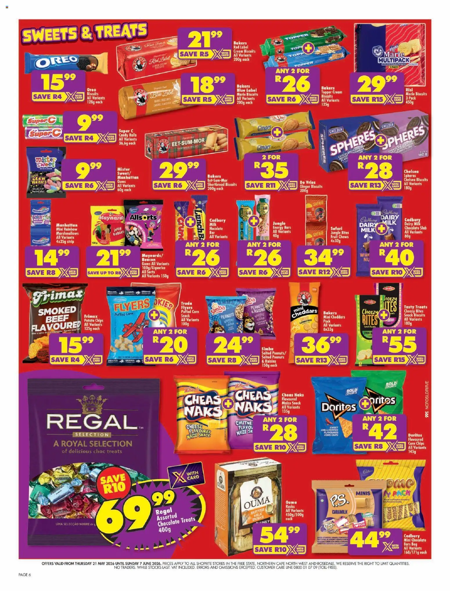 New Shoprite catalogue – valid from 21.05.2026 | Page: 6 | Products: Sweets, Butter, Beef, Peanuts