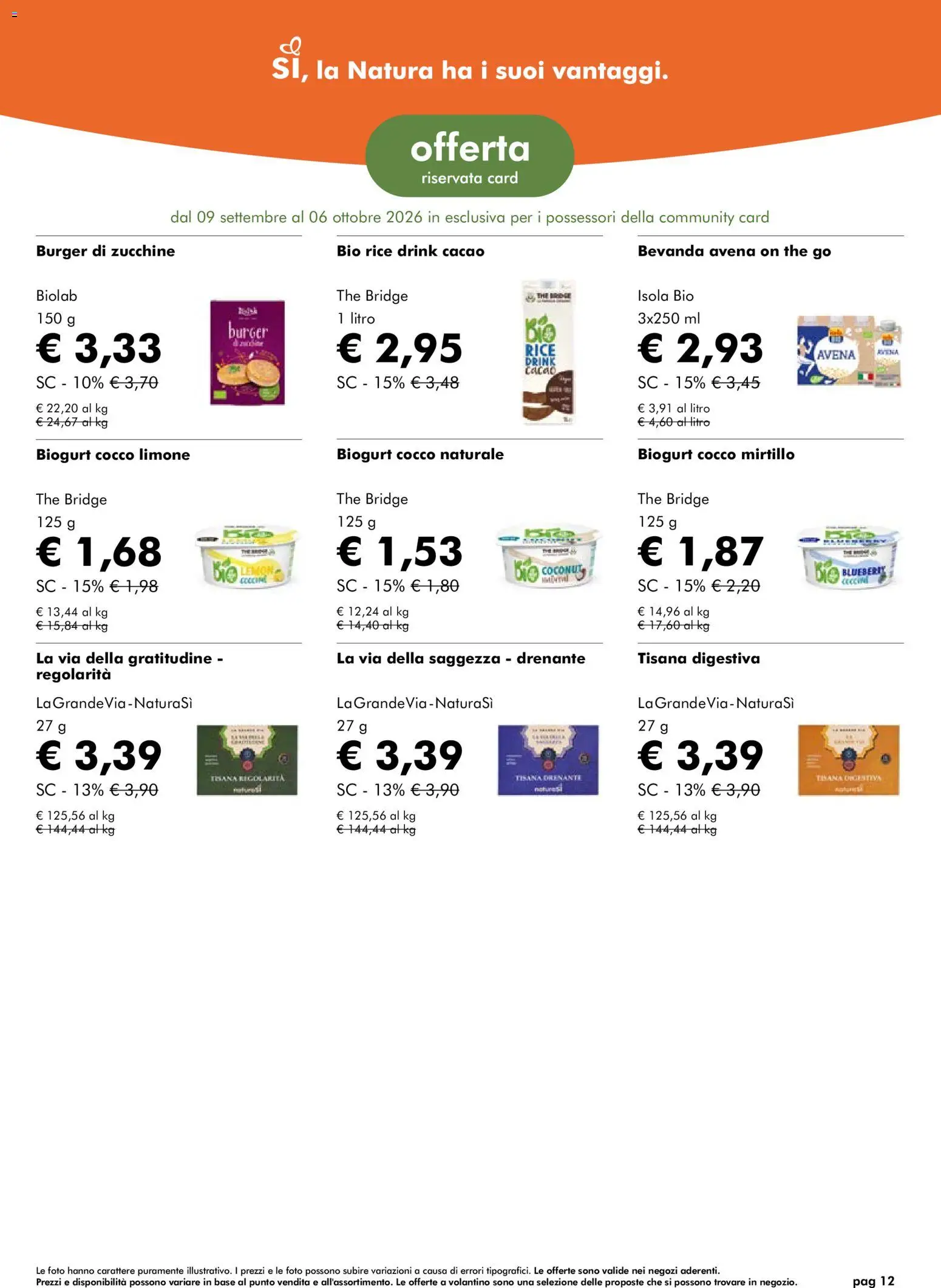 Volantino Natura Sì del 09/09/2026 | Pagina: 12 | Prodotti: Tisana, Limone, Cocco, Cacao