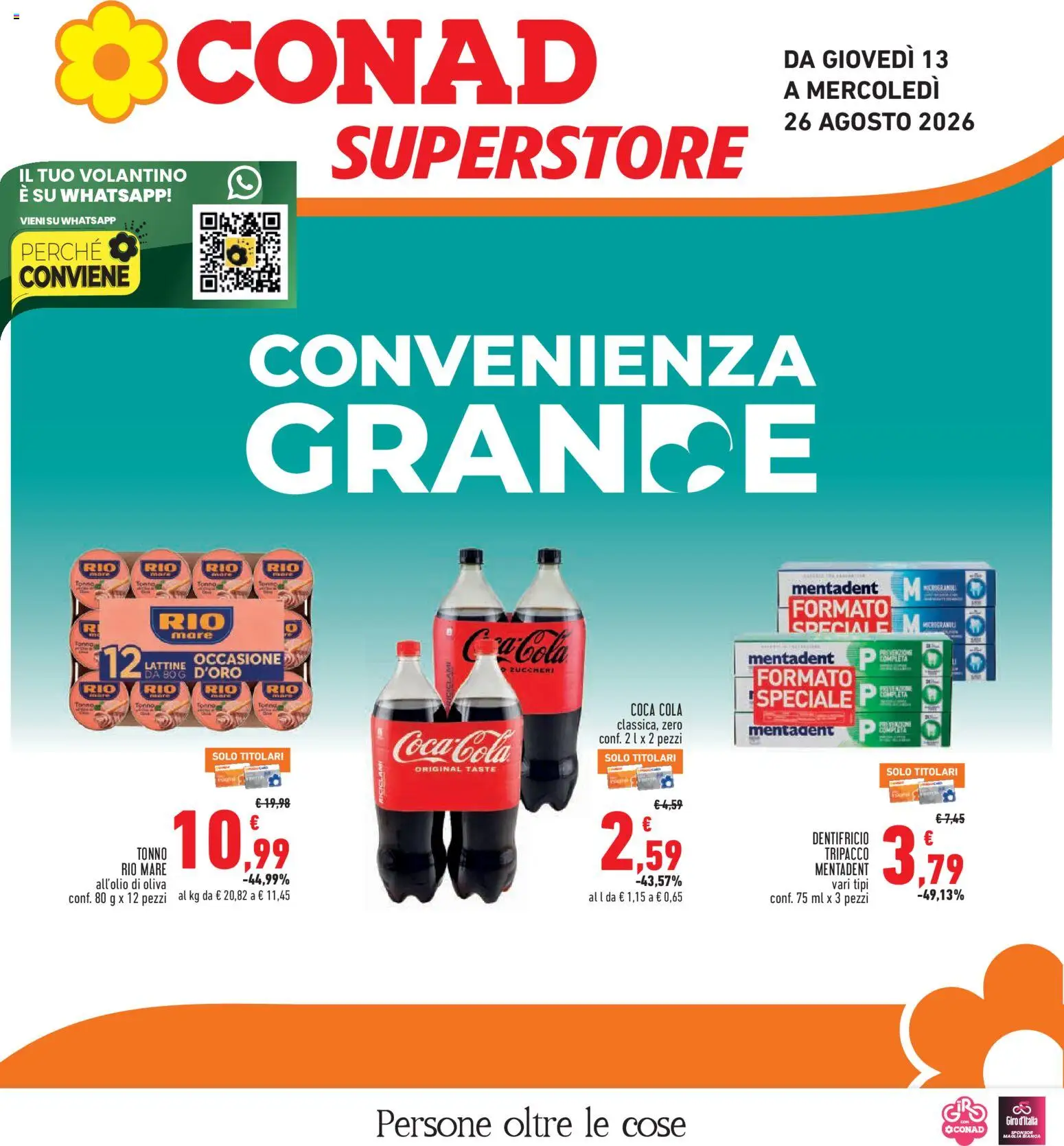 Volantino Conad del 13/08/2026 | Pagina: 1 | Prodotti: Dentifricio, Tonno, Coca Cola