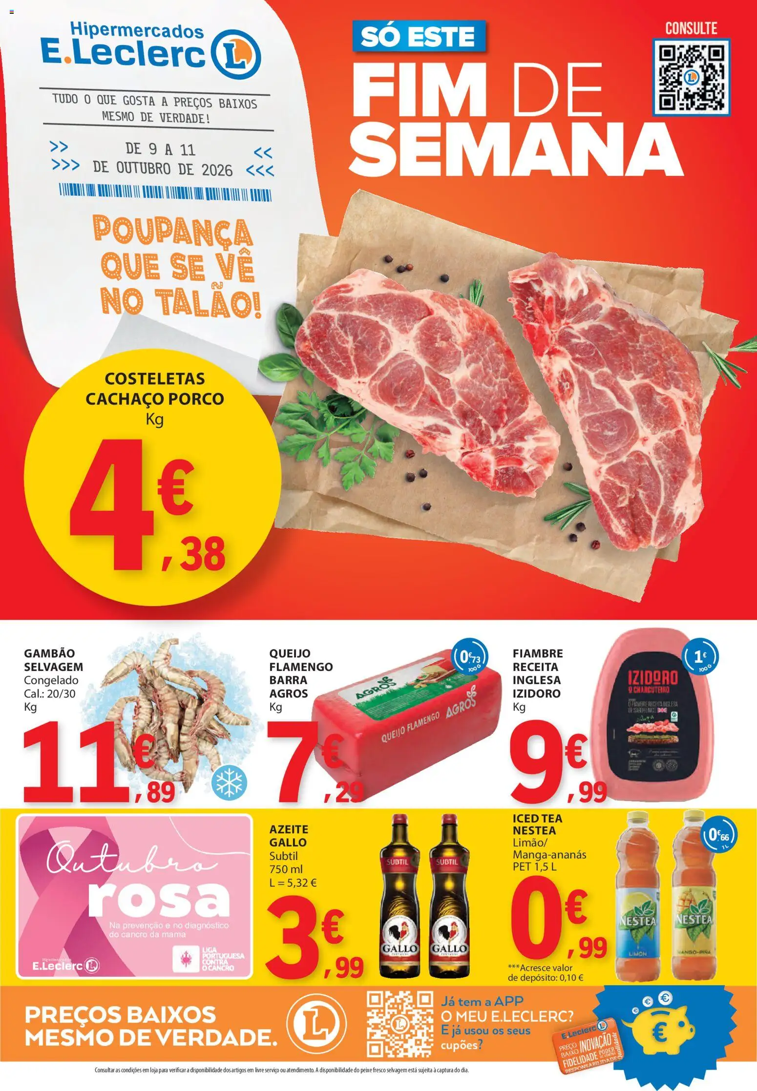 E.Leclerc folheto Fim de Semana │ válido de 09/10/2026 | Página: 1 | Produtos: Azeite, Fiambre, Queijo, Peixe