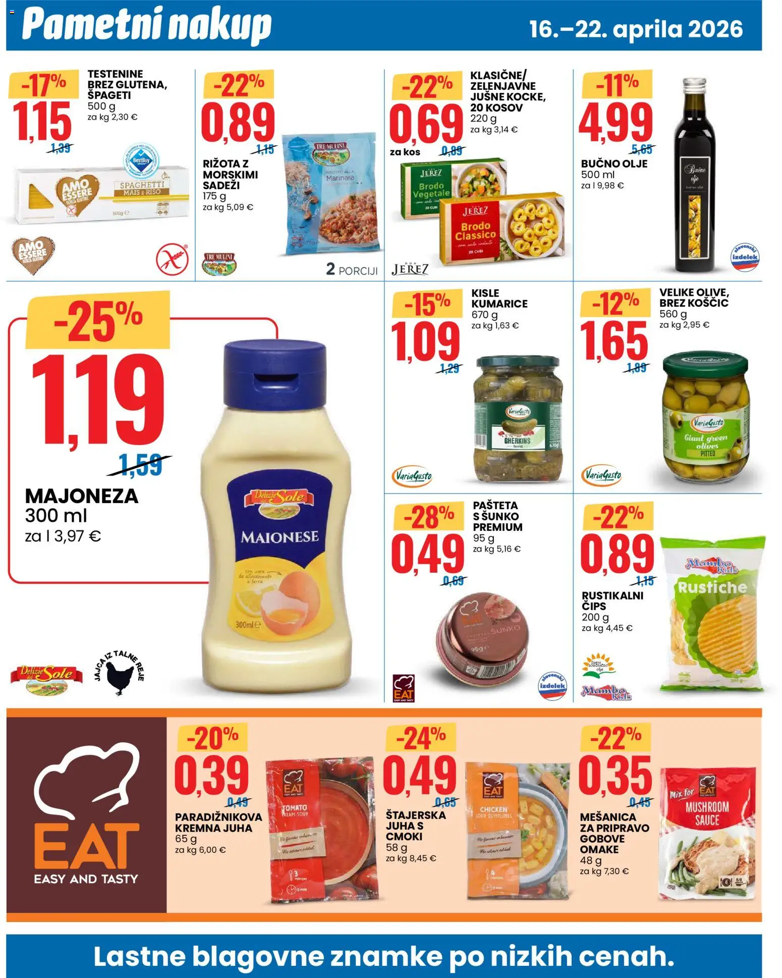Novi Eurospin katalog ponudbe – veljaven od 16.04.2026 | Stran: 6 | Izdelki: Bučno olje, Pašteta, Olje, Testenine