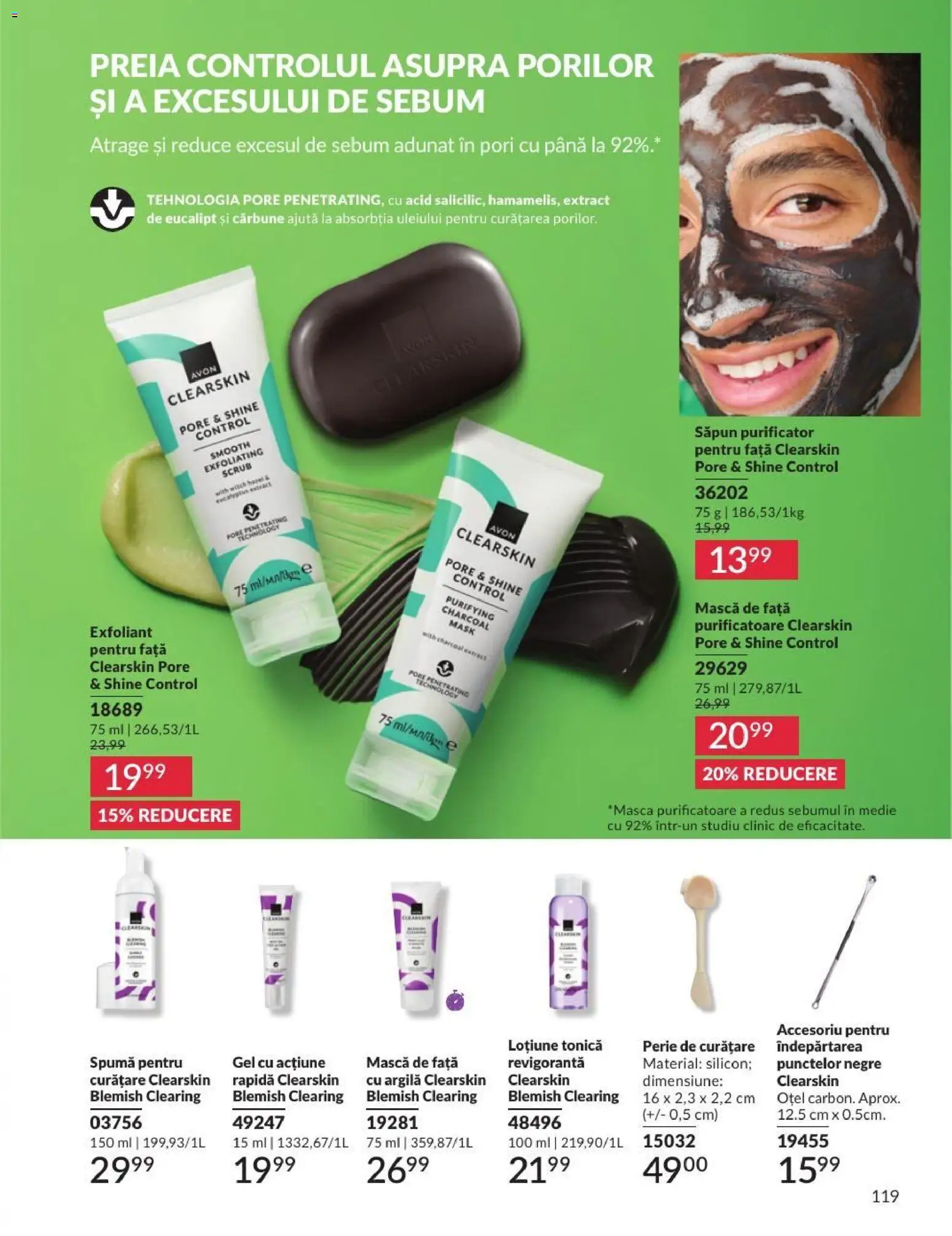 Noul catalog Avon – valabil de la 01.08.2026 | Pagină: 119 | Produse: Loțiune tonică, Exfoliant, Scrub, Săpun