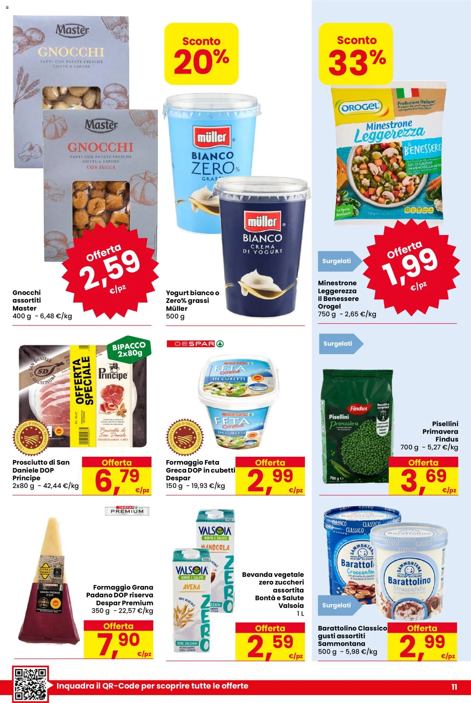 Volantino Despar del 01/10/2026 | Pagina: 11 | Prodotti: Minestrone, Patate, Formaggio, Prosciutto