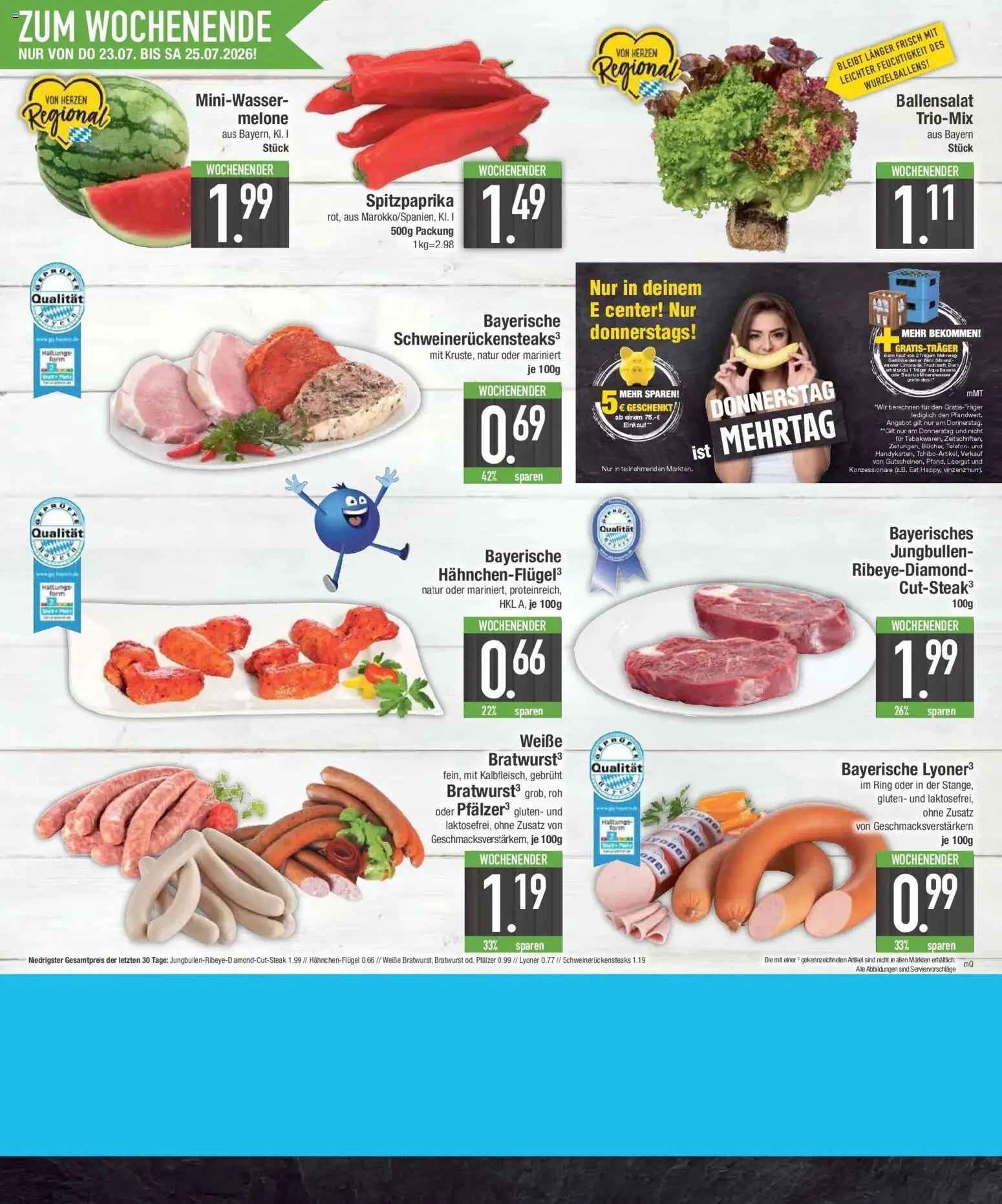 E center Prospekt Wertingen – gültig ab 20.07.2026 | Seite: 26 | Produkte: Bier, Bratwurst, Melone, Telefon