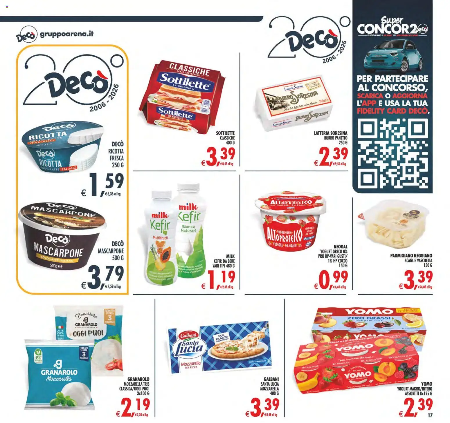 Volantino Decò del 23/10/2026 | Pagina: 17 | Prodotti: Kefir, Ricotta, Albicocche, Senza lattosio