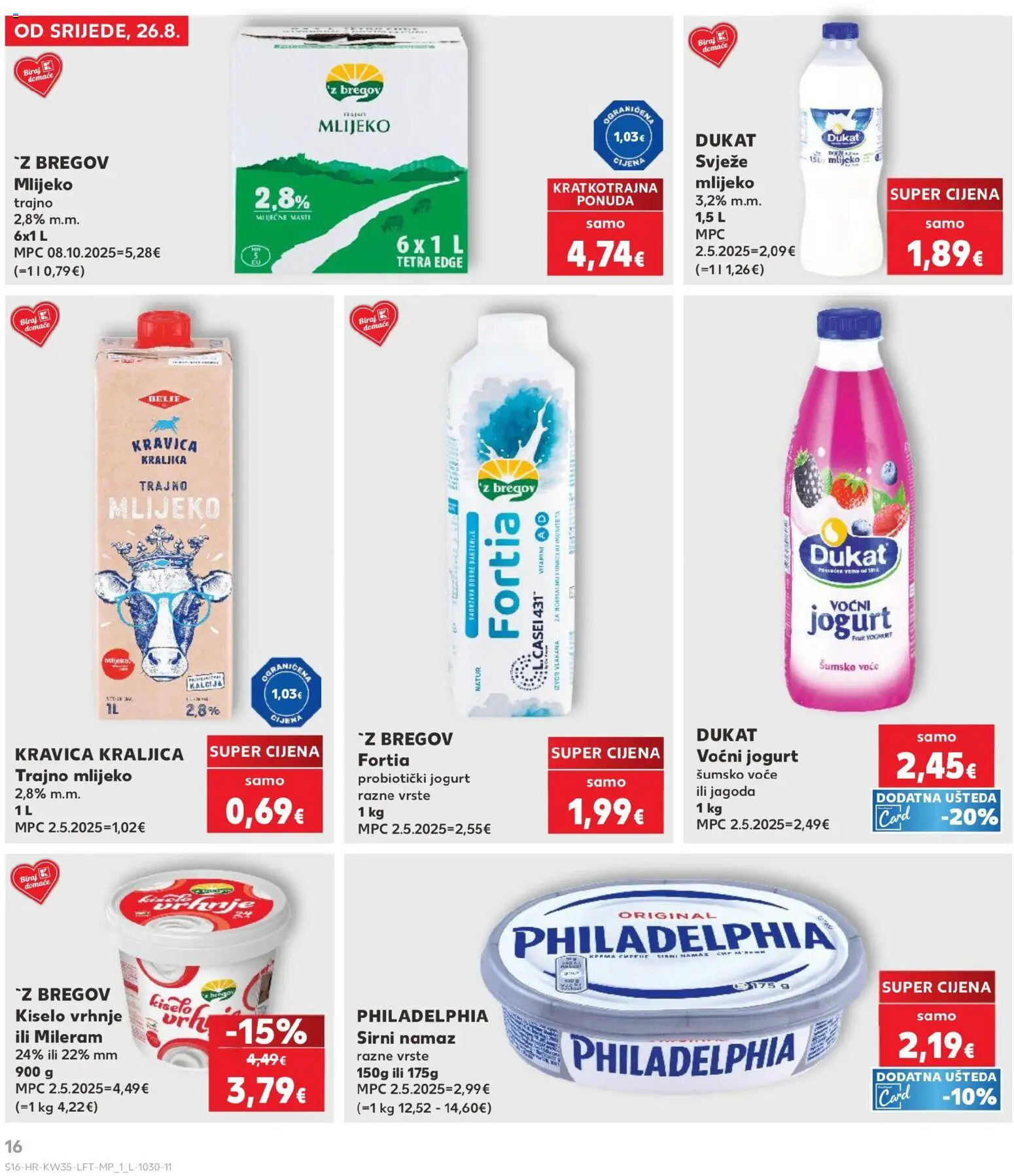 Kaufland katalog | vrijedi od 26.08.2026 | Stranica: 16 | Proizvodi: Šumsko voće, Mlijeko, Voćni jogurt, Namaz