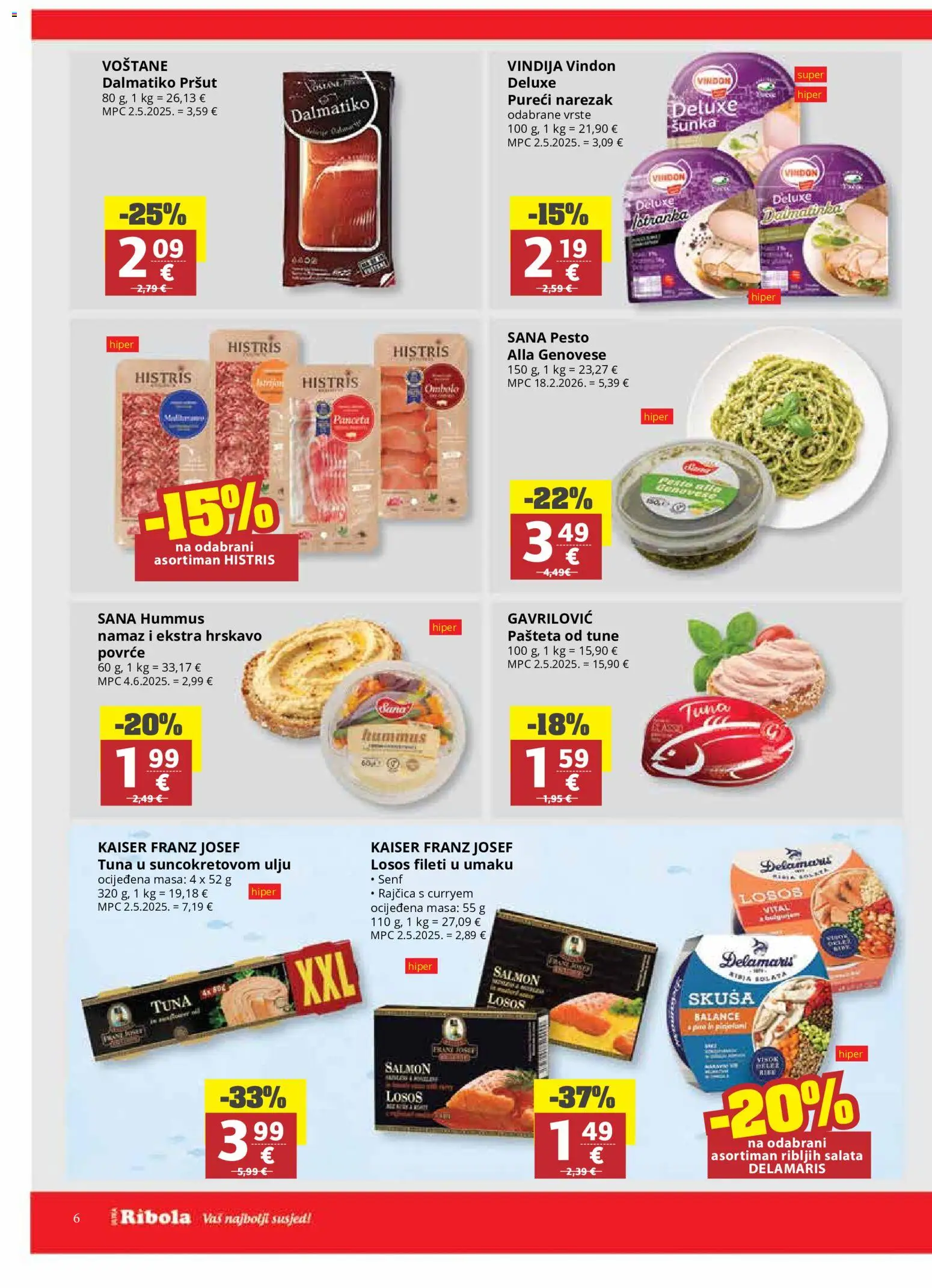 Ribola katalog | vrijedi od 08.07.2026 | Stranica: 6 | Proizvodi: Narezak, Povrće, Panceta, Namaz
