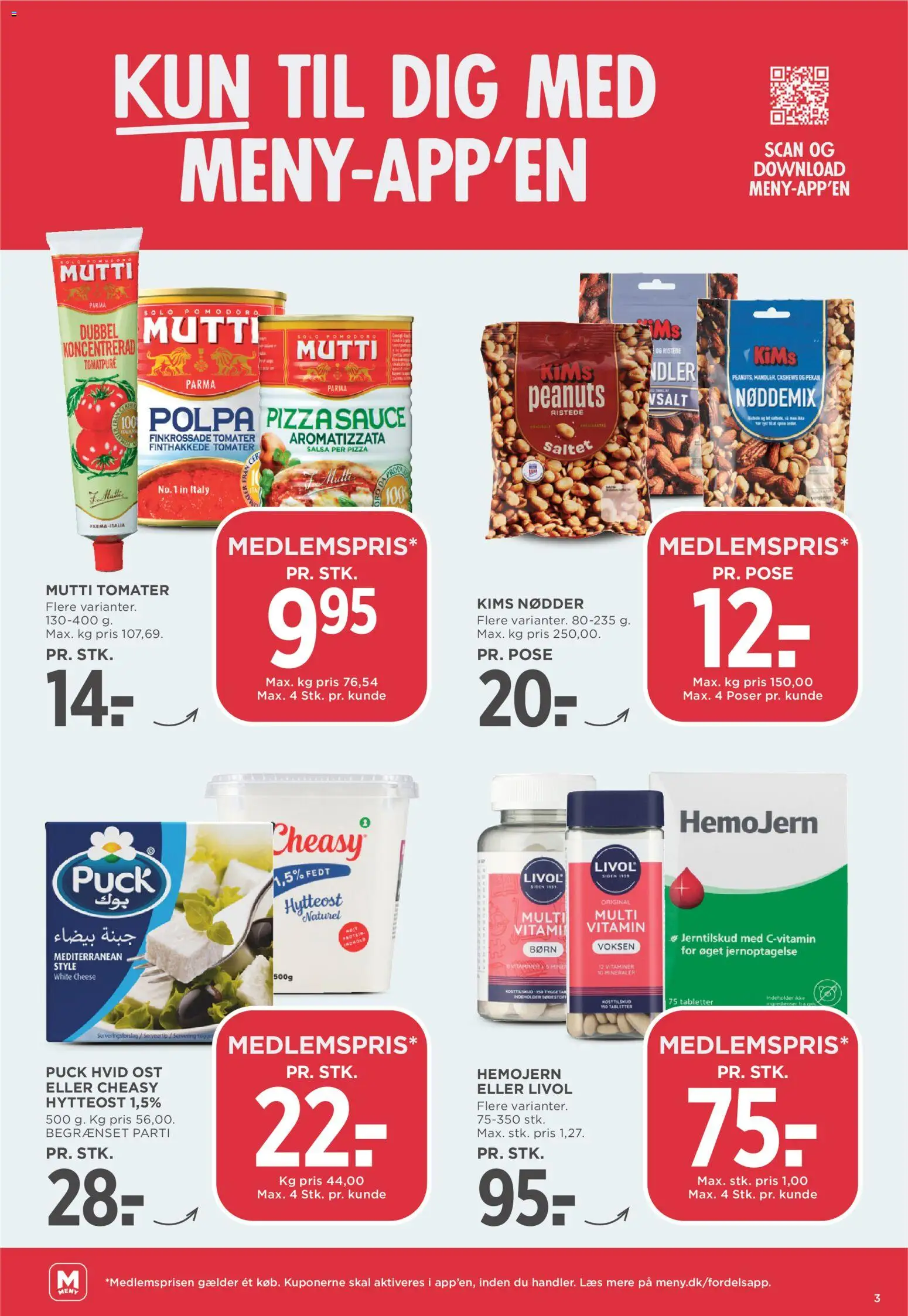 Meny tilbudsavis – gyldig fra 14/08/2026 | Side: 3 | Produkter: Pizza, Tomater, Hytteost, Peanuts