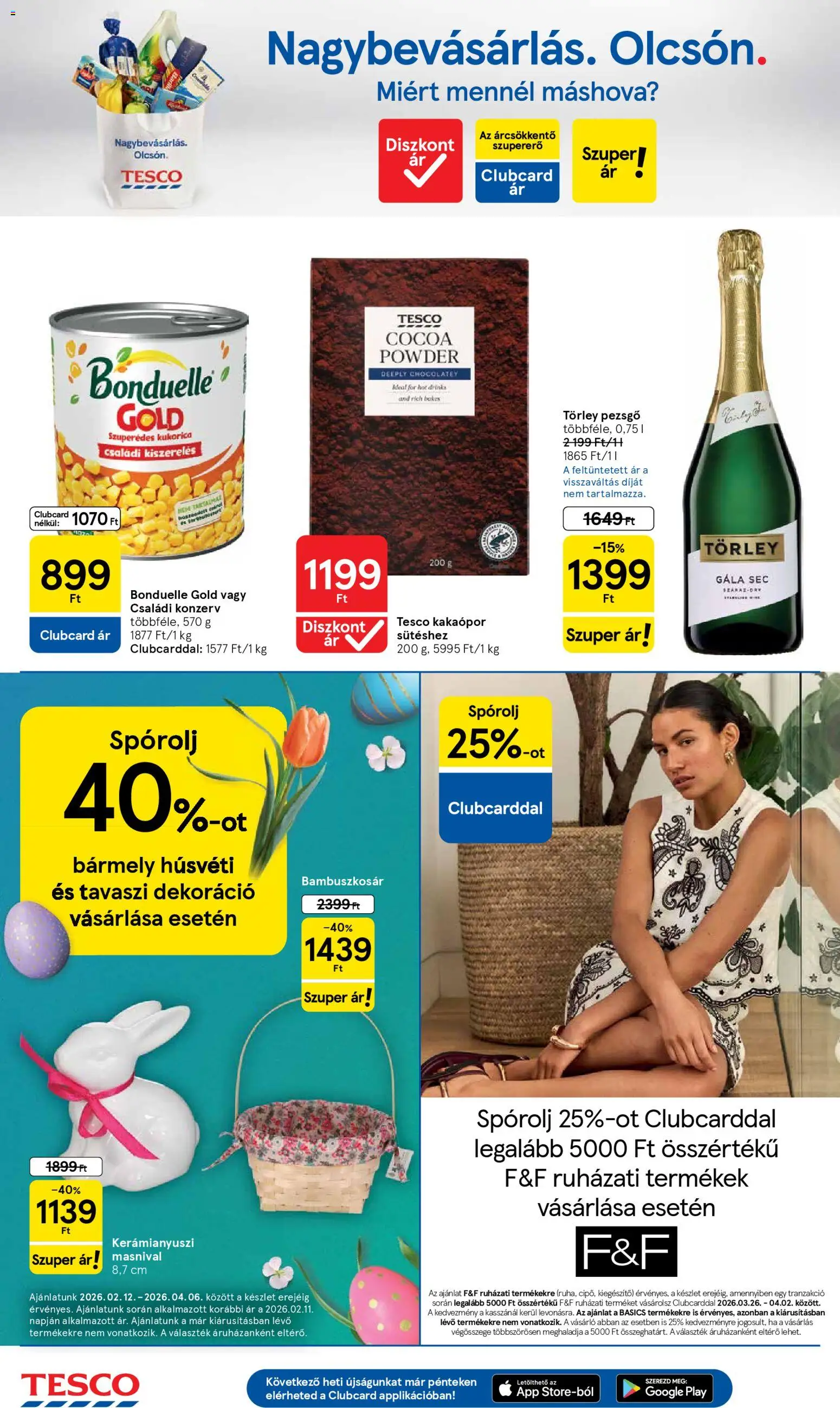 Tesco akciós ujság - amely érvényes a következő dátumtól: 2026.03.31. | Oldal: 20 | Termékek: Törley pezsgő, Pezsgő, Kakaópor, Dekoráció
