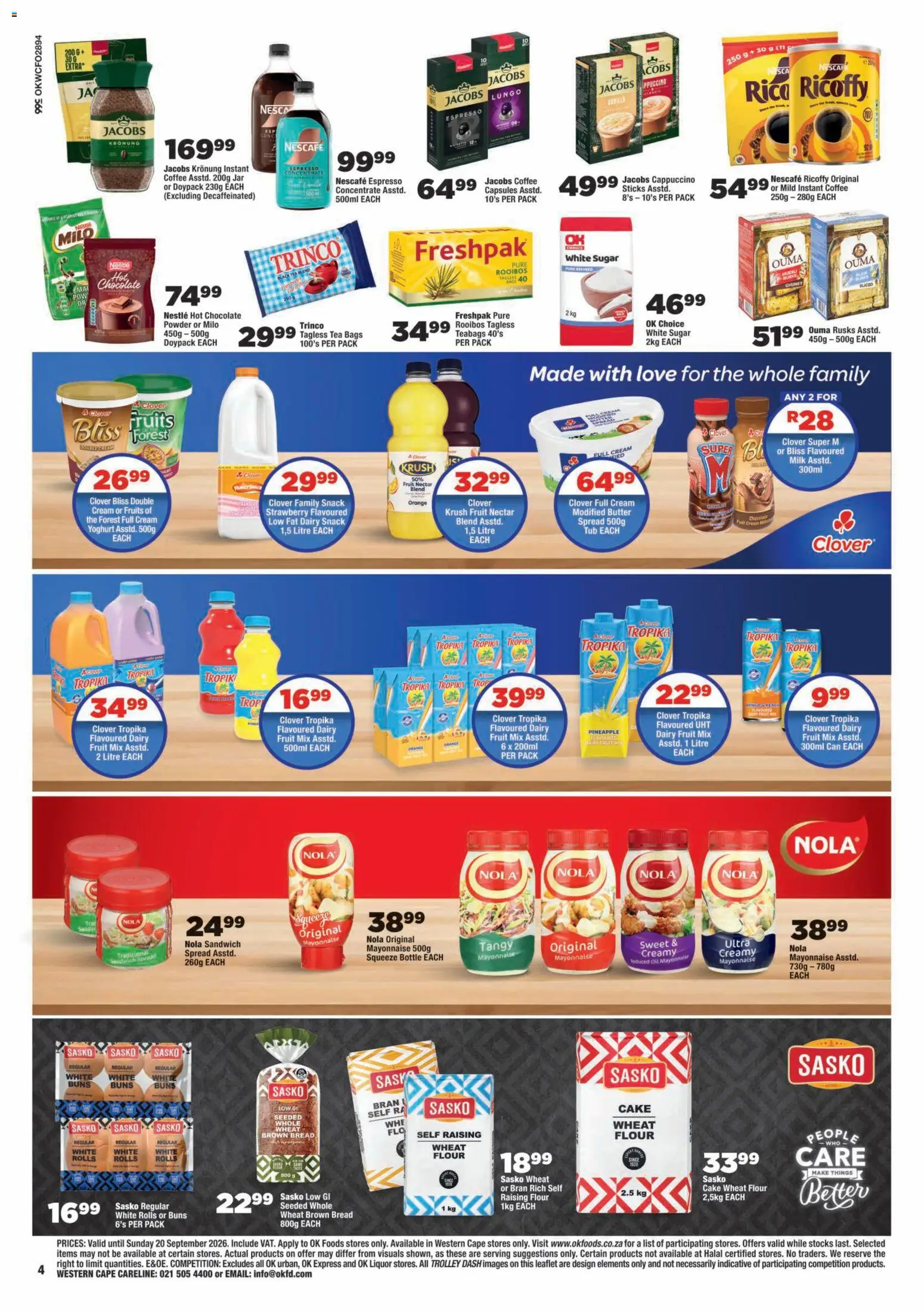 New OK Foods catalogue – valid from 09/09/2026 | Page: 4 | Products: Buns, Oil, Sugar, Instant coffee