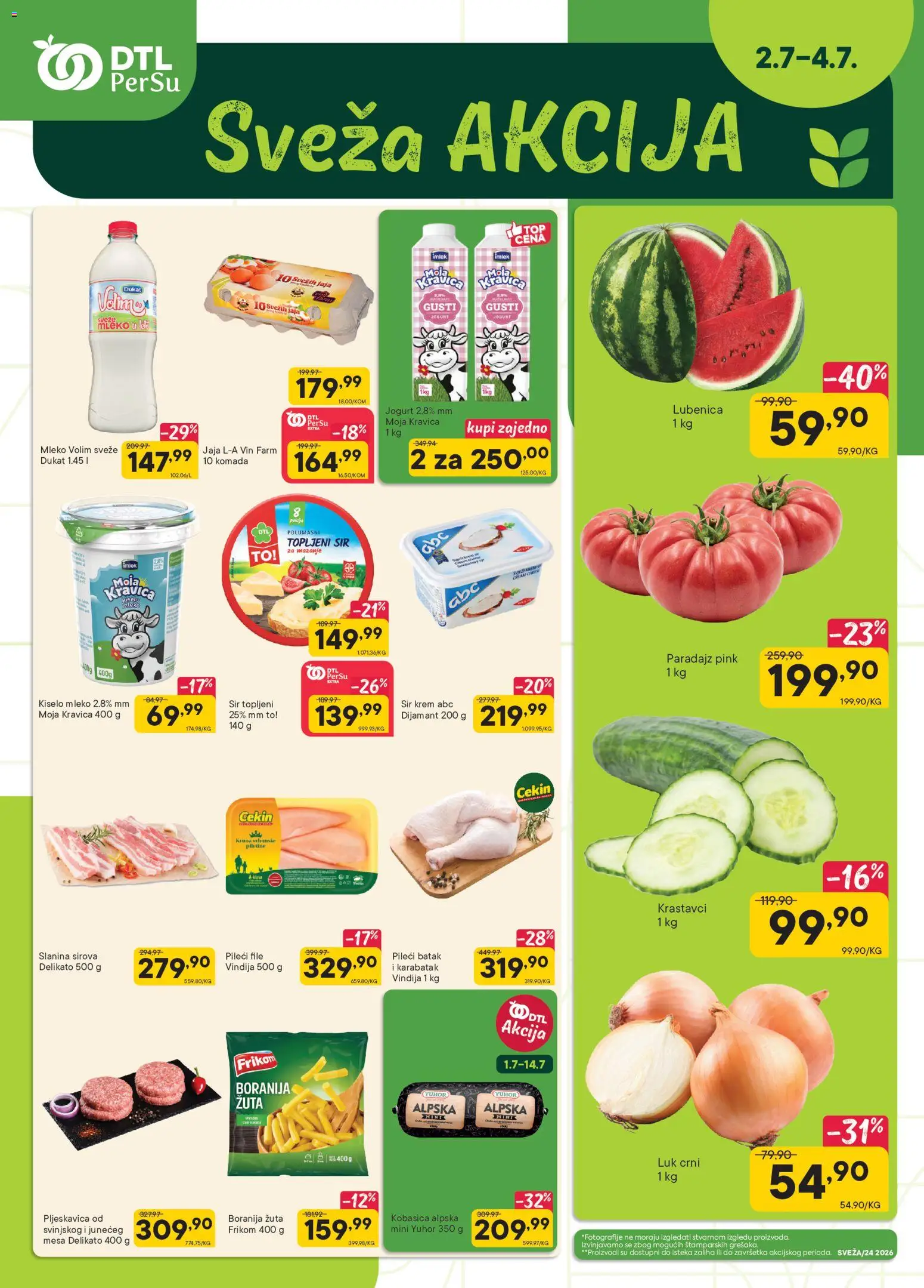PerSu katalog - važi od 02.07.2026 | Strana: 1 | Proizvode: Boranija, Mleko, Jogurt, Paradajz