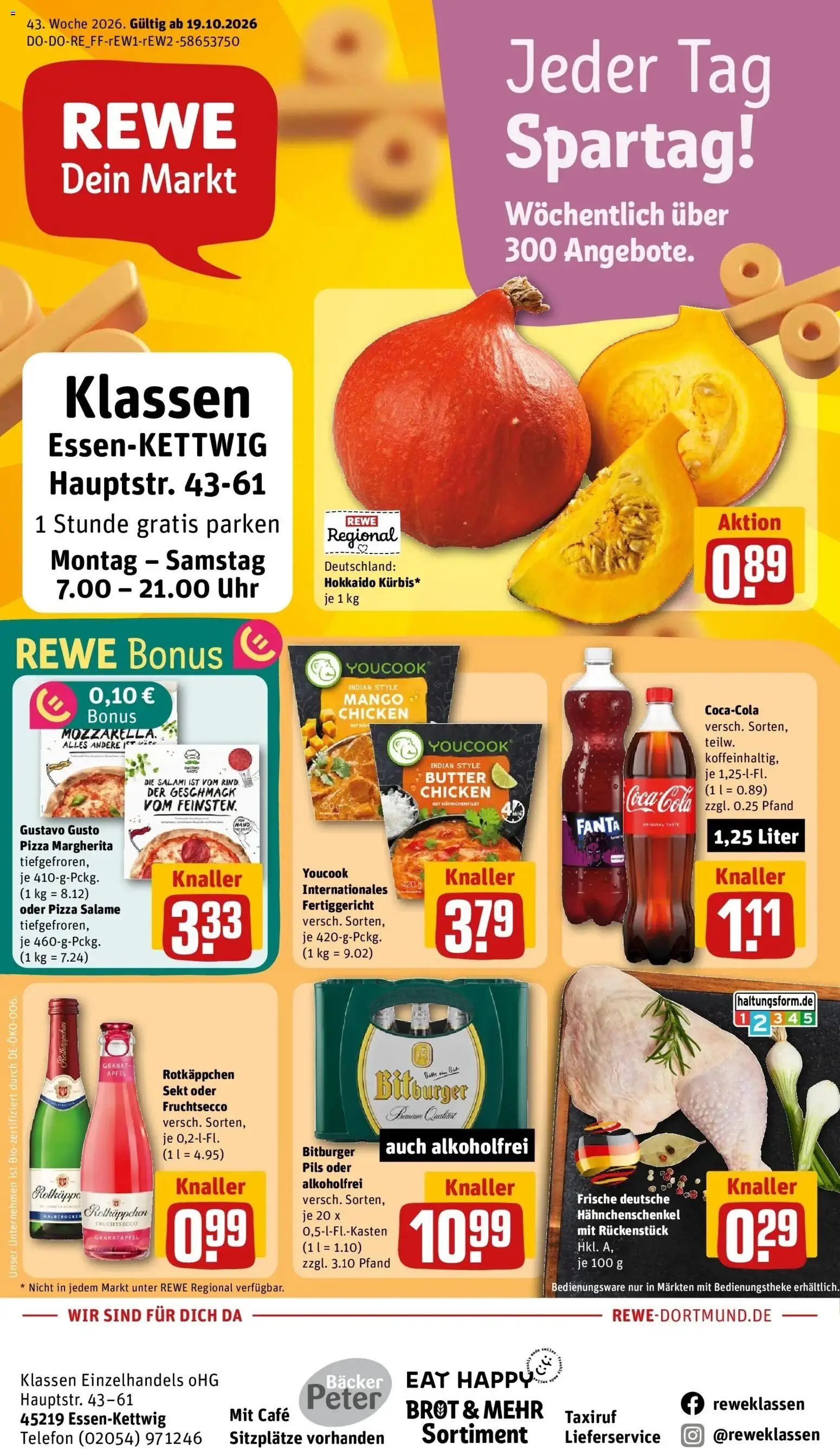 REWE Prospekt ab 19.10.2026 zum Blättern » Angebote | Seite: 1 | Produkte: Gustavo gusto, Youcook, Sekt, Mango