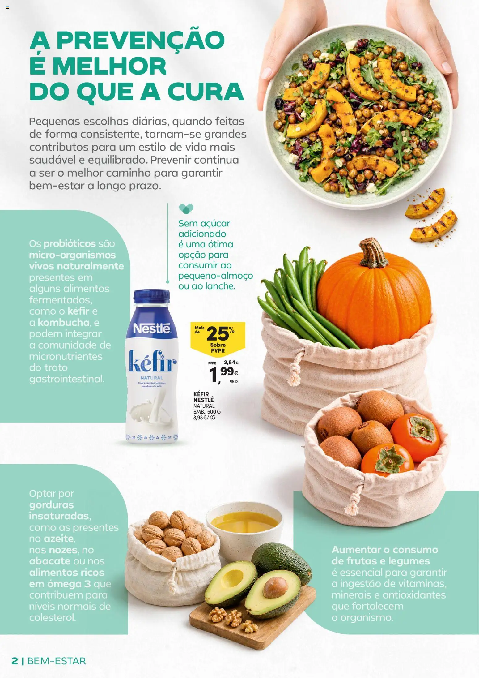 Continente Bem-Estar Assim toda a gente come melhor │ válido de 20/10/2026 | Página: 2 | Produtos: Ômega 3, Kefir nestlé, Kefir, Nestlé