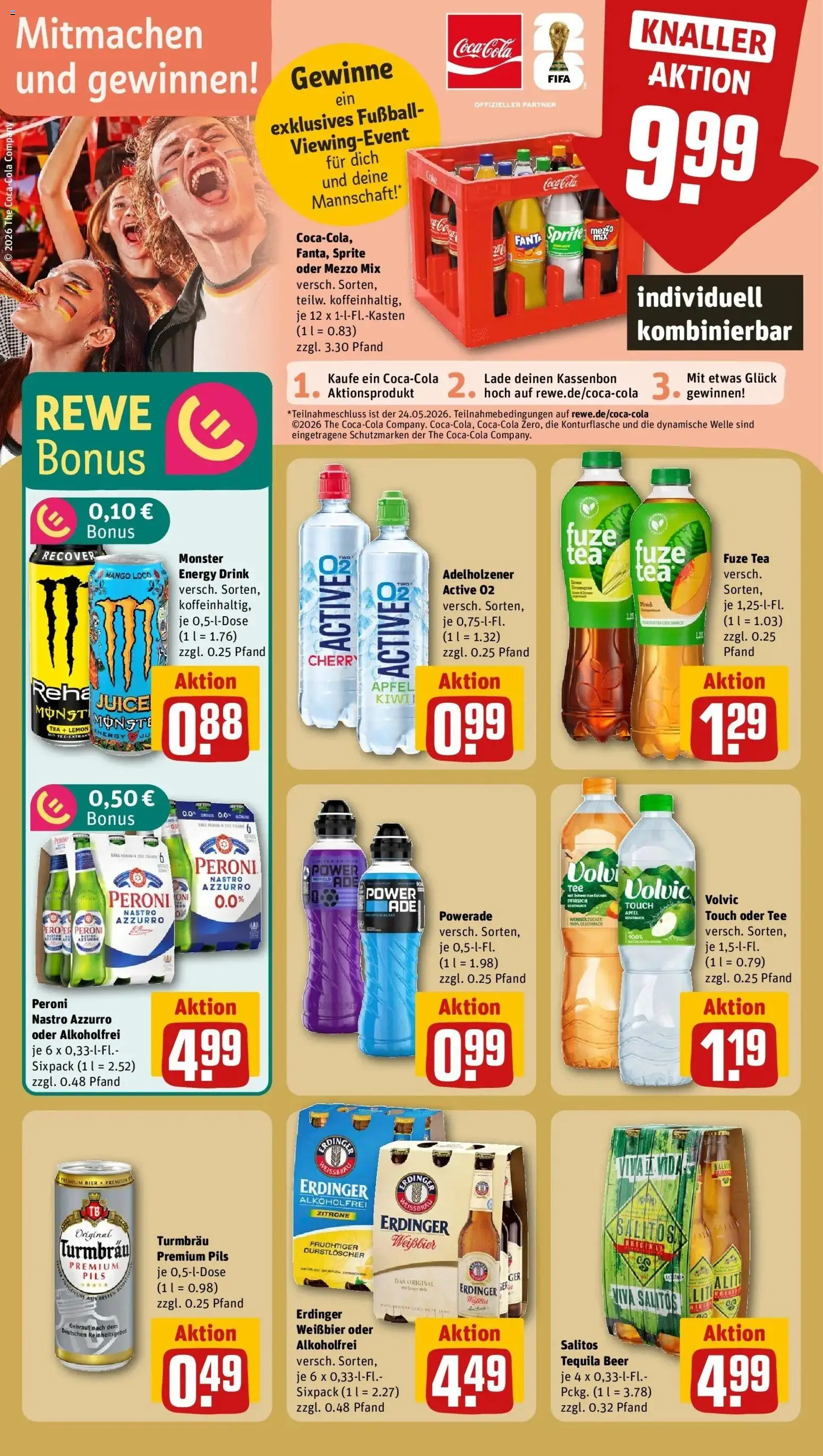 Rewe Prospekt Wiesbaden – gültig ab 17.05.2026 | Seite: 16 | Produkte: Fuze tea, Fanta, Erdinger, Äpfel