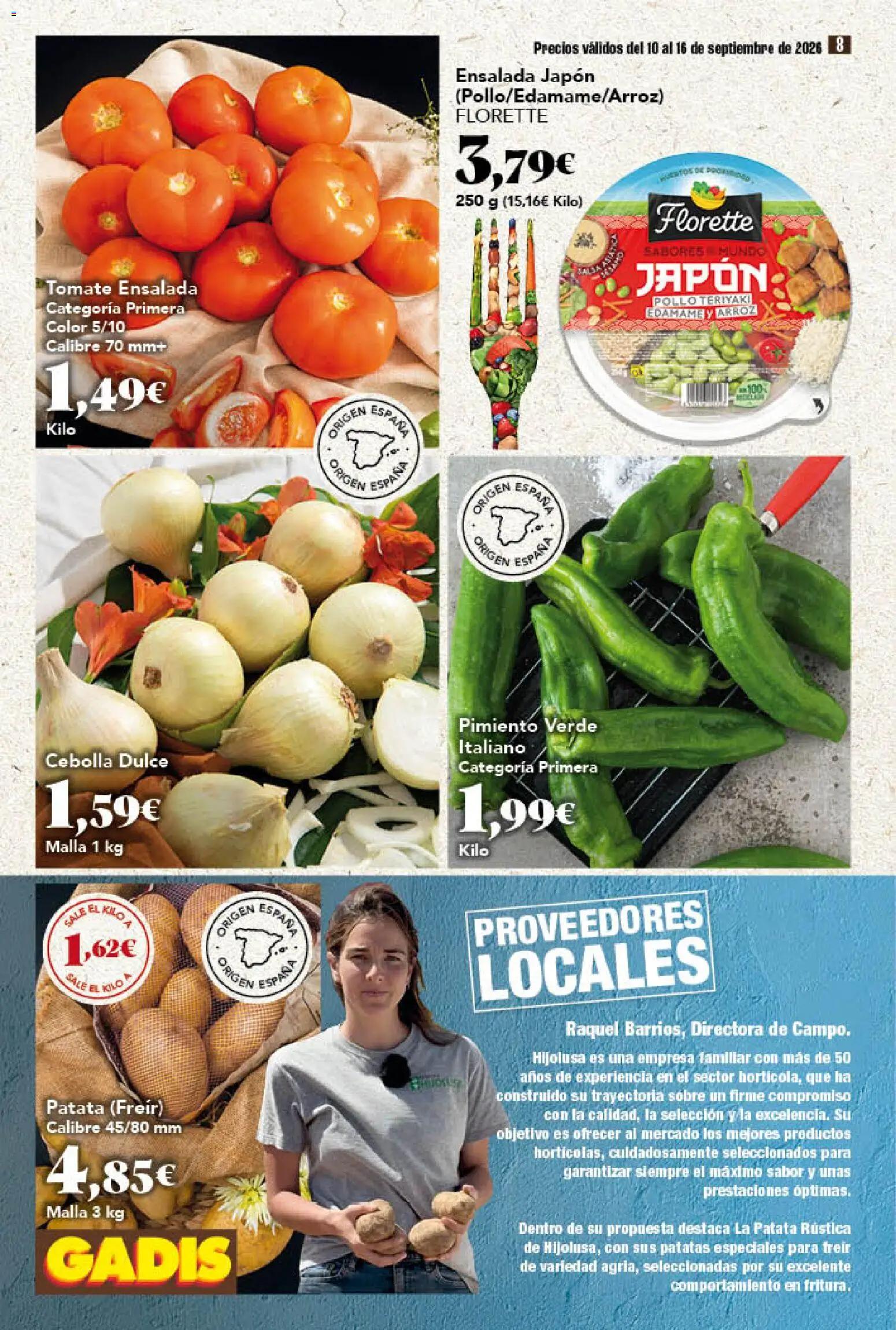 Gadis folleto │ válido desde el 10/09/2026 | Página: 8 | Productos: Dulce, Arroz, Ensalada, Patatas