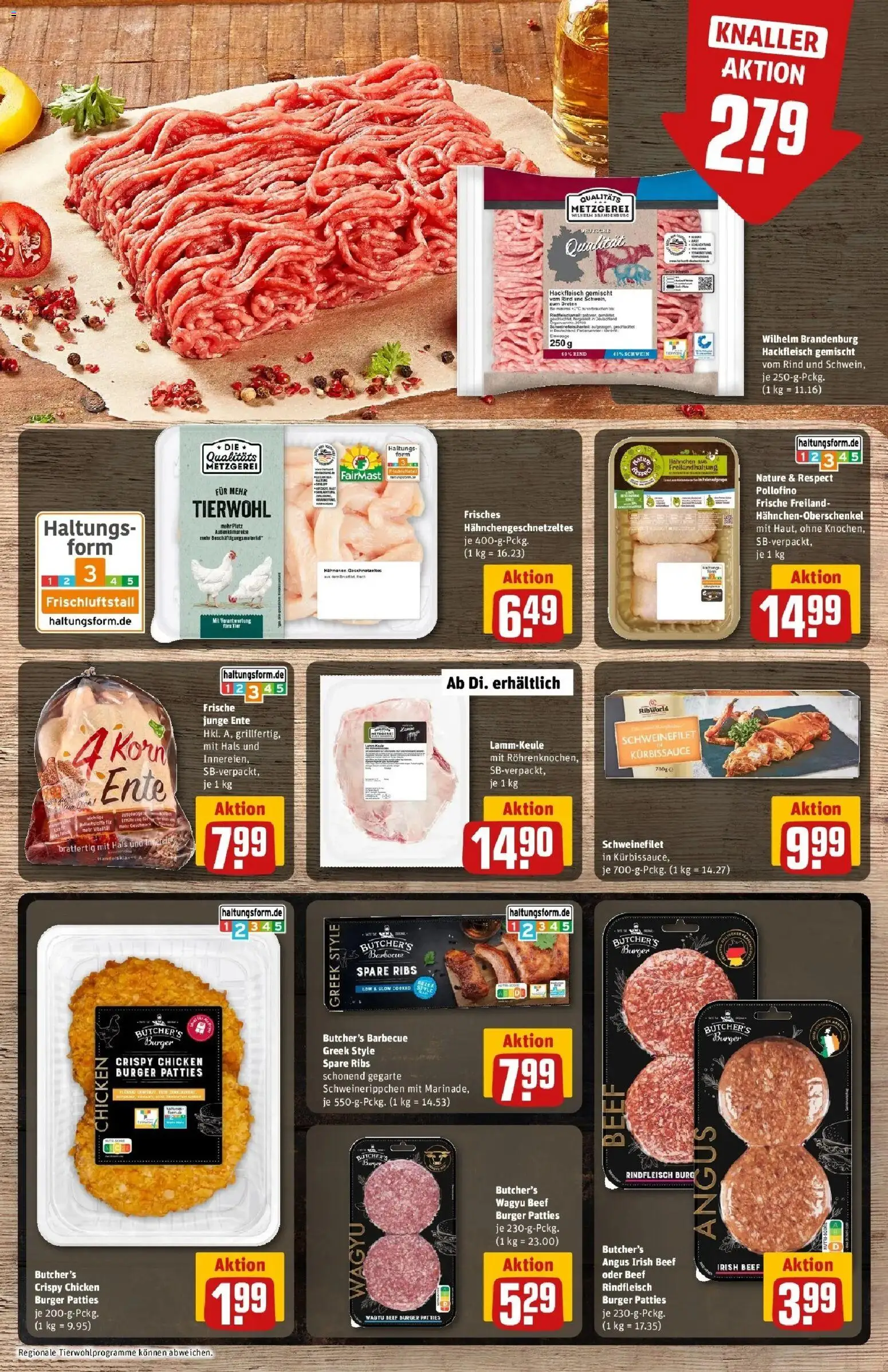 REWE Prospekt ab 26.10.2026 zum Blättern » Angebote | Seite: 9 | Produkte: Lammkeule, Spare ribs, Burger, Ente