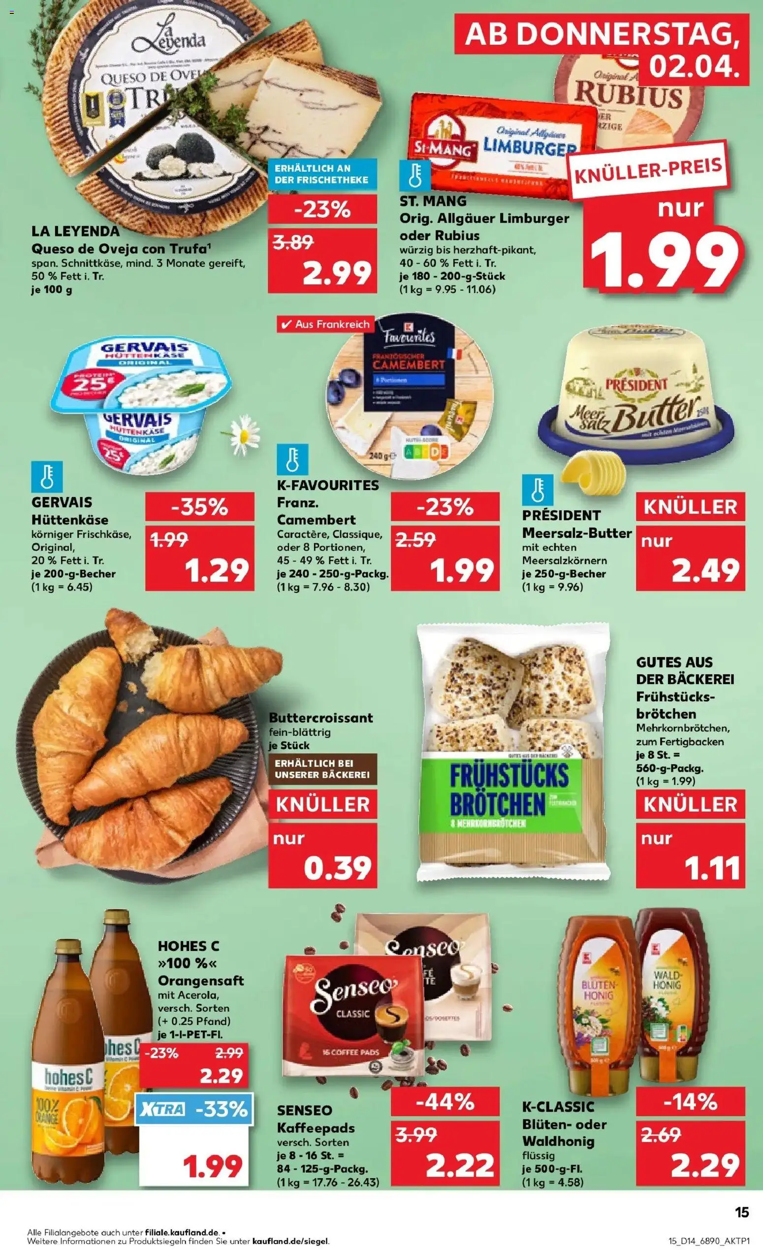 Kaufland Prospekt Bergkamen	 – gültig ab 02.04.2026 | Seite: 15 | Produkte: Senseo, Bäckerei, Croissant, Hohes c