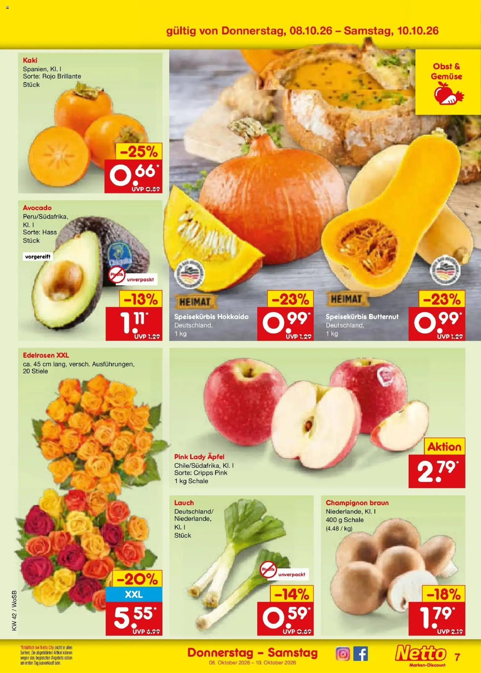 Netto Marken-Discount Prospekt Ludwigshafen-Edigheim (ab 12.10.2026) » Angebote | Seite: 53 | Produkte: Gemüse, Obst, Kaki, Lauch