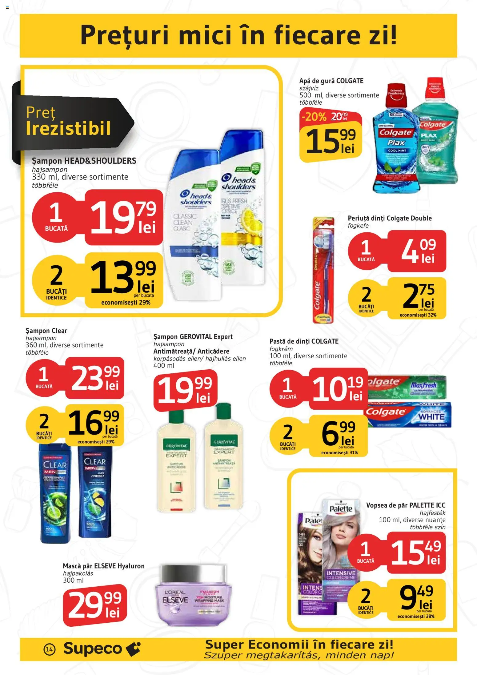 Noul catalog Supeco – valabil de la 17.09.2026 | Pagină: 14 | Produse: Mici, Șampon, Pastă de dinți, Vopsea de păr