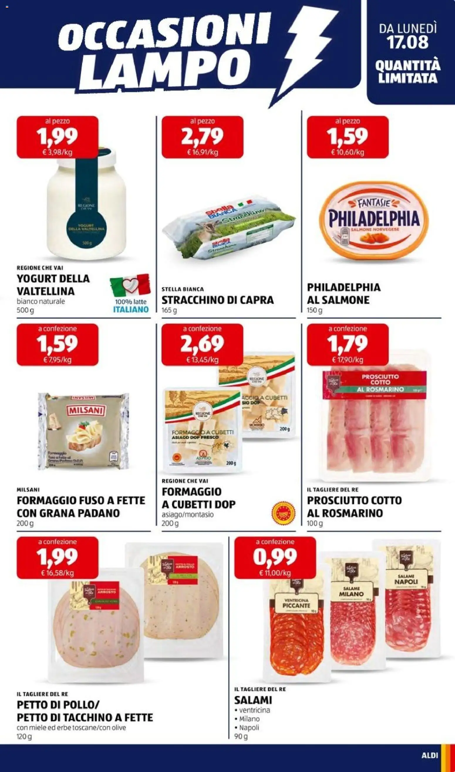 Volantino Aldi del 17/08/2026 | Pagina: 17 | Prodotti: Rosmarino, Salmone, Latte, Petto di tacchino