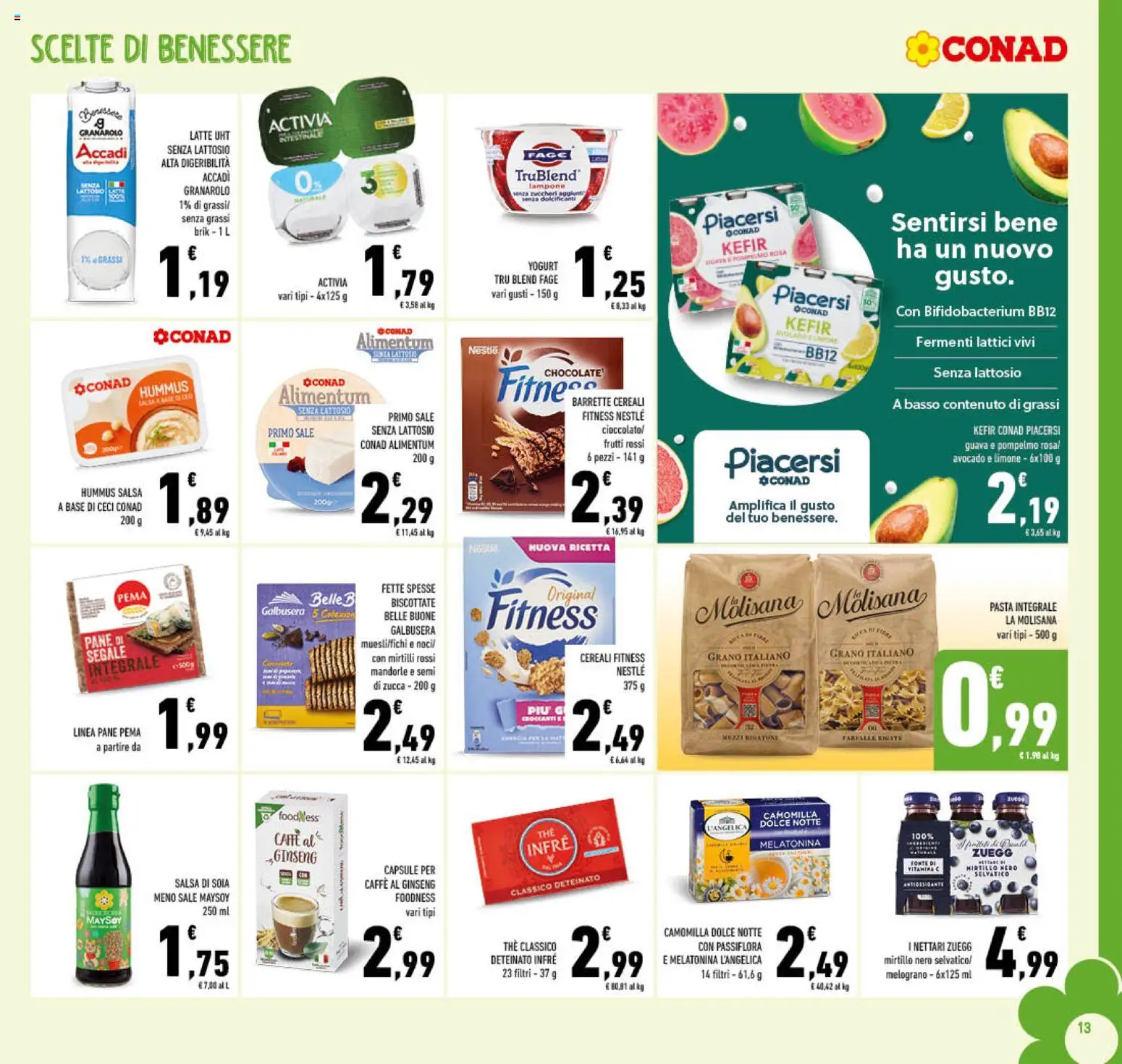 Volantino Conad del 07/10/2026 | Pagina: 13 | Prodotti: Pane, Cereali, Farfalle, Mandorle