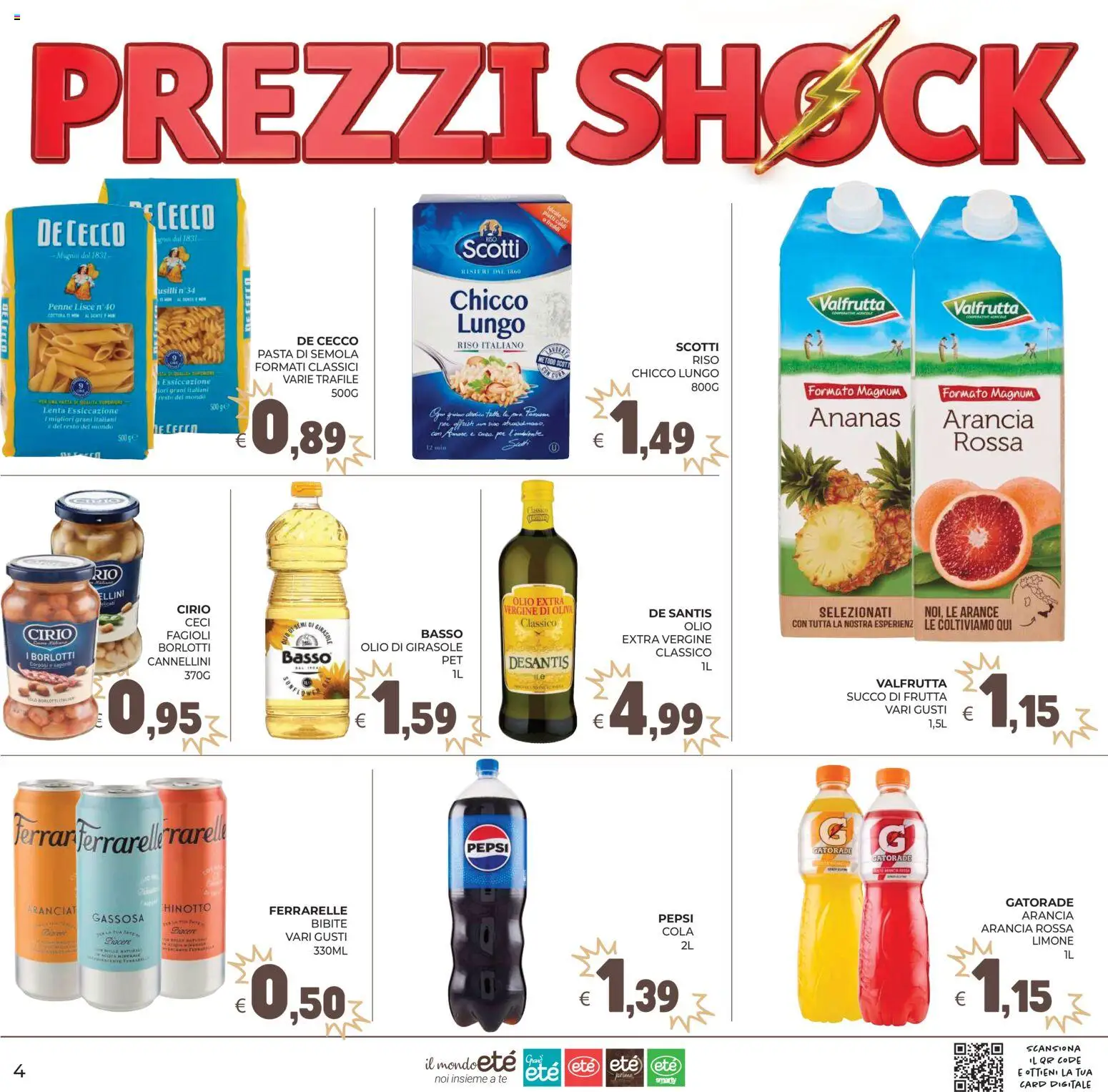 Volantino Eté del 01/09/2026 | Pagina: 4 | Prodotti: Succo, Pasta, Ferrarelle, Succo di frutta