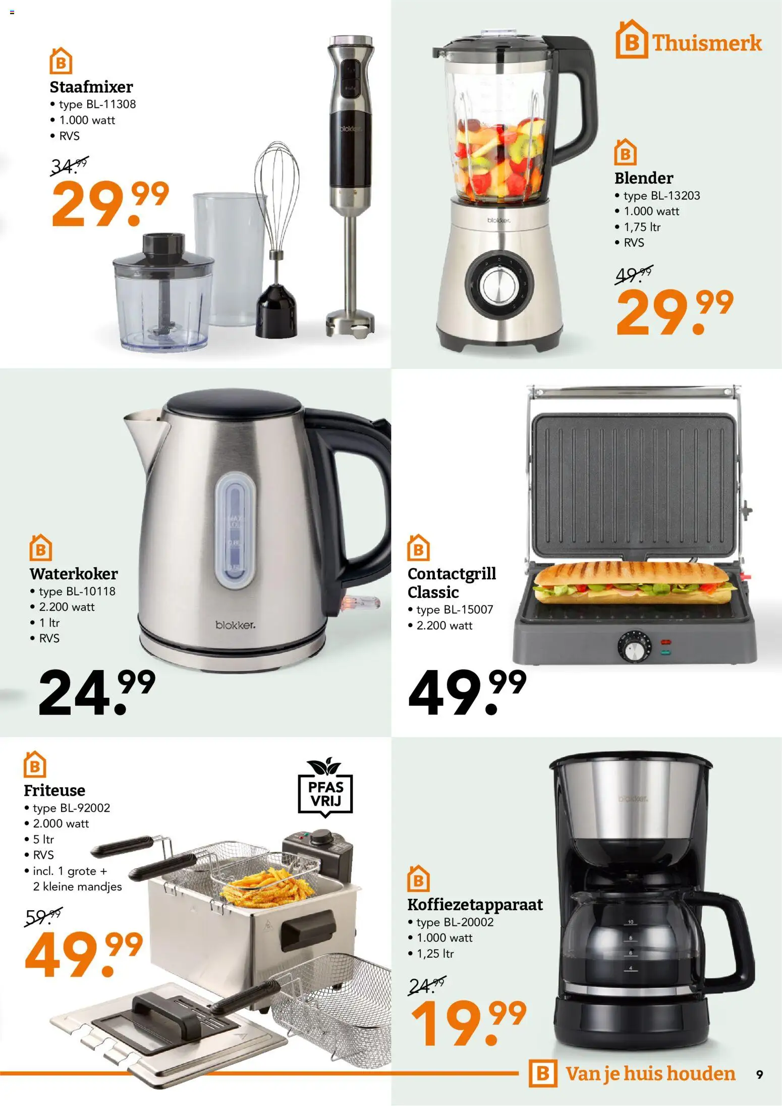 {H1} | Pagina: 9 | Producten: Waterkoker, Koffiezetapparaat, Blender, Friteuse
