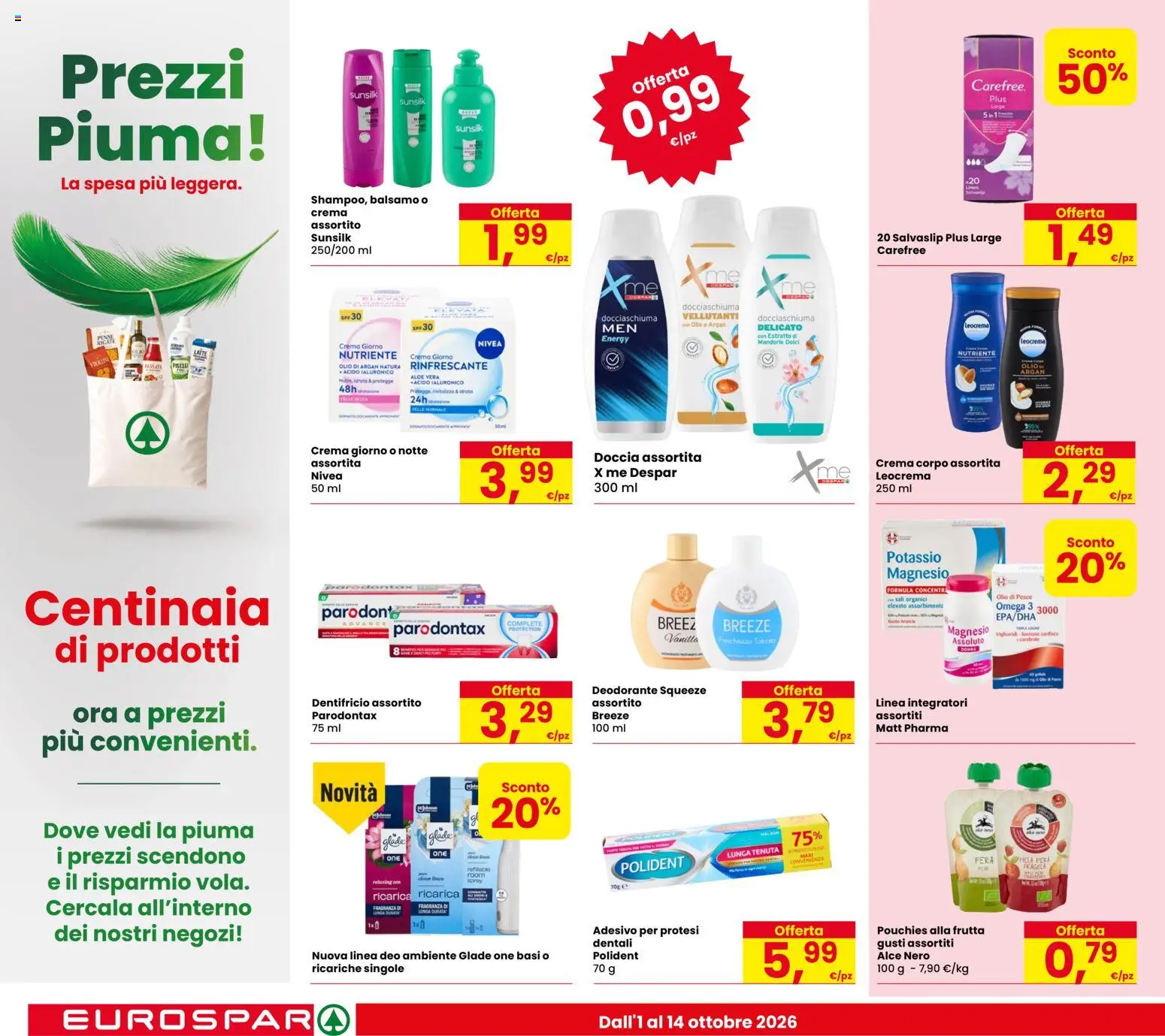 Volantino Eurospar del 01/10/2026 | Pagina: 22 | Prodotti: Crema, Dentifricio, Aloe vera, Fragranza