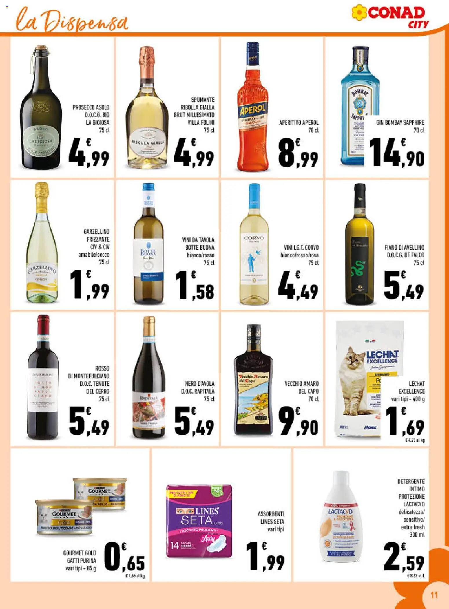 Volantino Conad del 17.06.2026 | Pagina: 11 | Prodotti: Detergente intimo, Aperol, Amaro, Aperitivo
