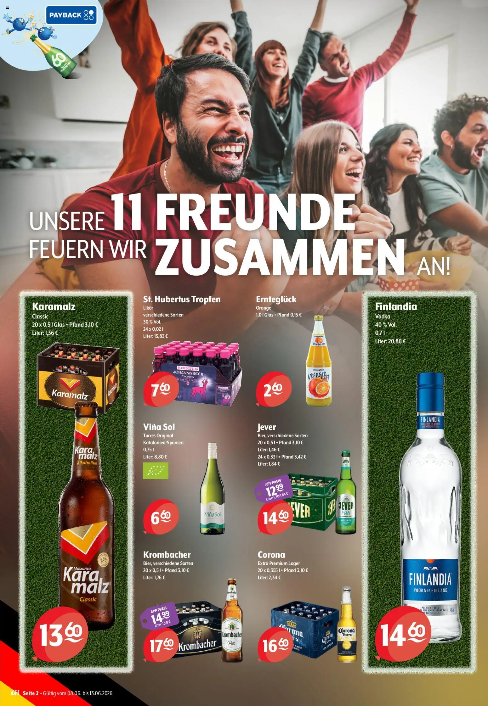 Trink und Spare Prospekt – gültig ab 08.06.2026 | Seite: 2 | Produkte: Jever, Krombacher, Vodka, Hubertus tropfen