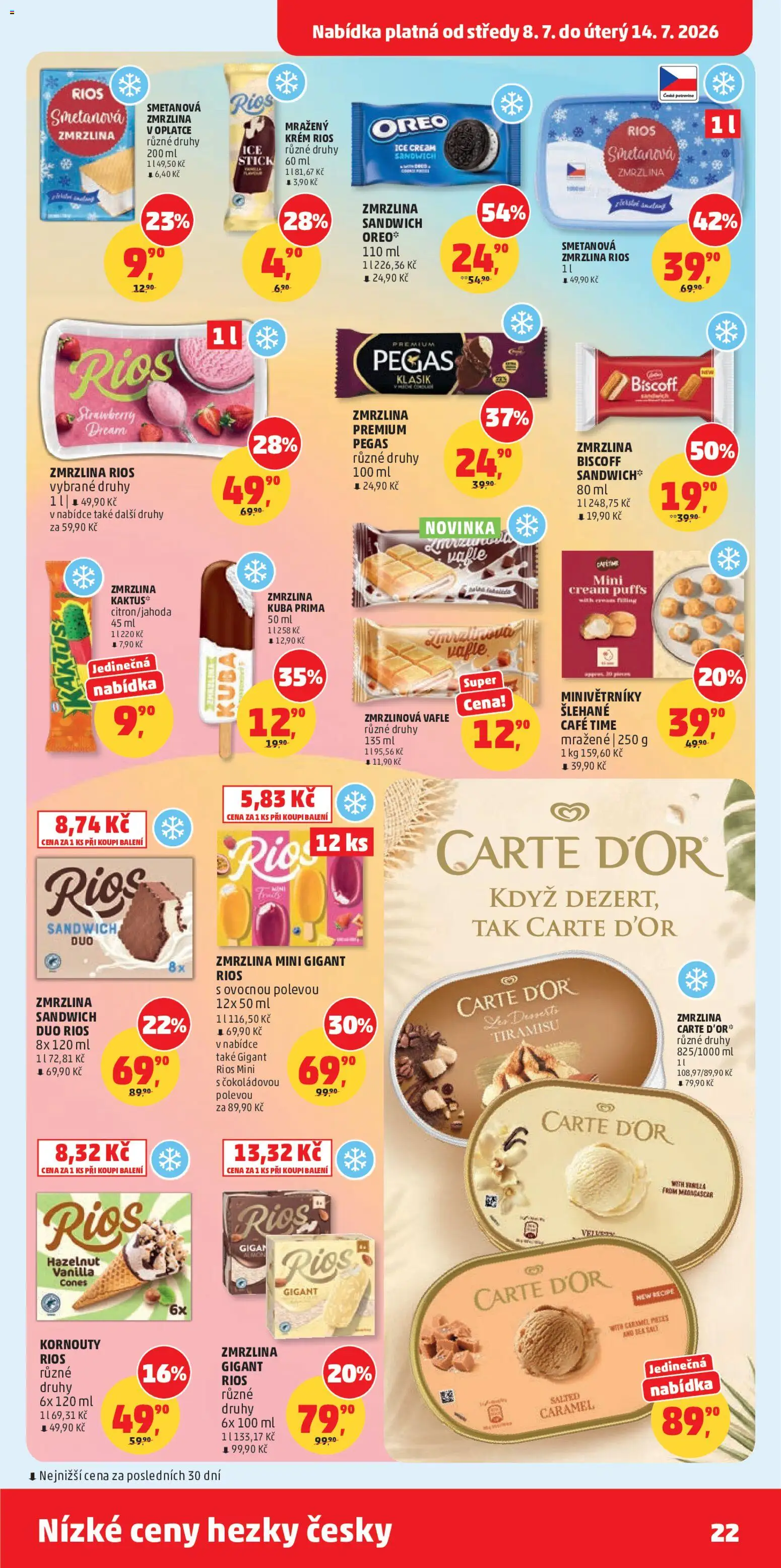 Penny Market leták od 08.07.2026 | Strana: 22 | Produkty: Vafle, Krém, Oreo, Carte d'or