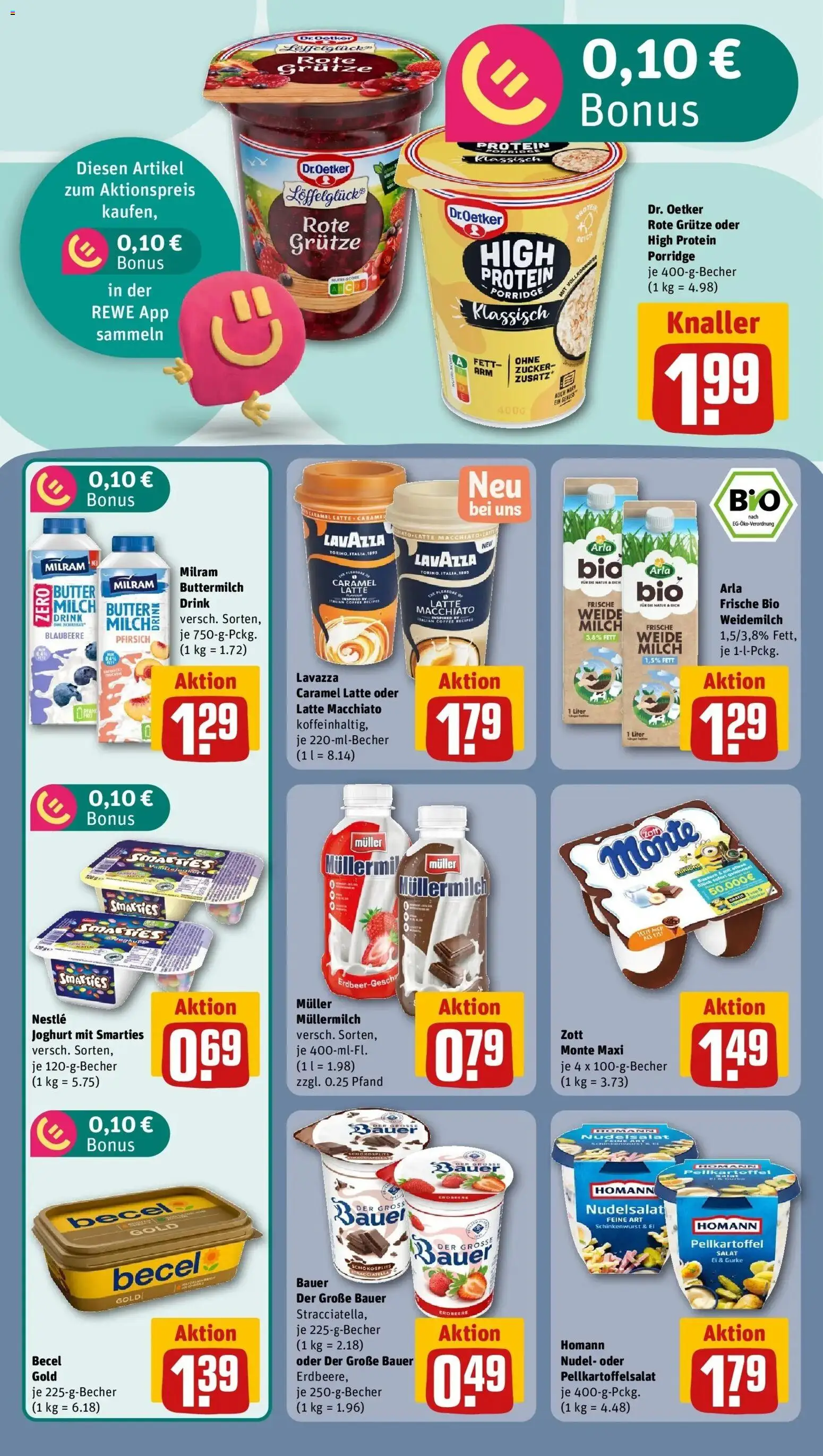 REWE Prospekt ab 31.08.2026 zum Blättern » Angebote | Seite: 13 | Produkte: Milch, Smarties, Milram, Pfirsich