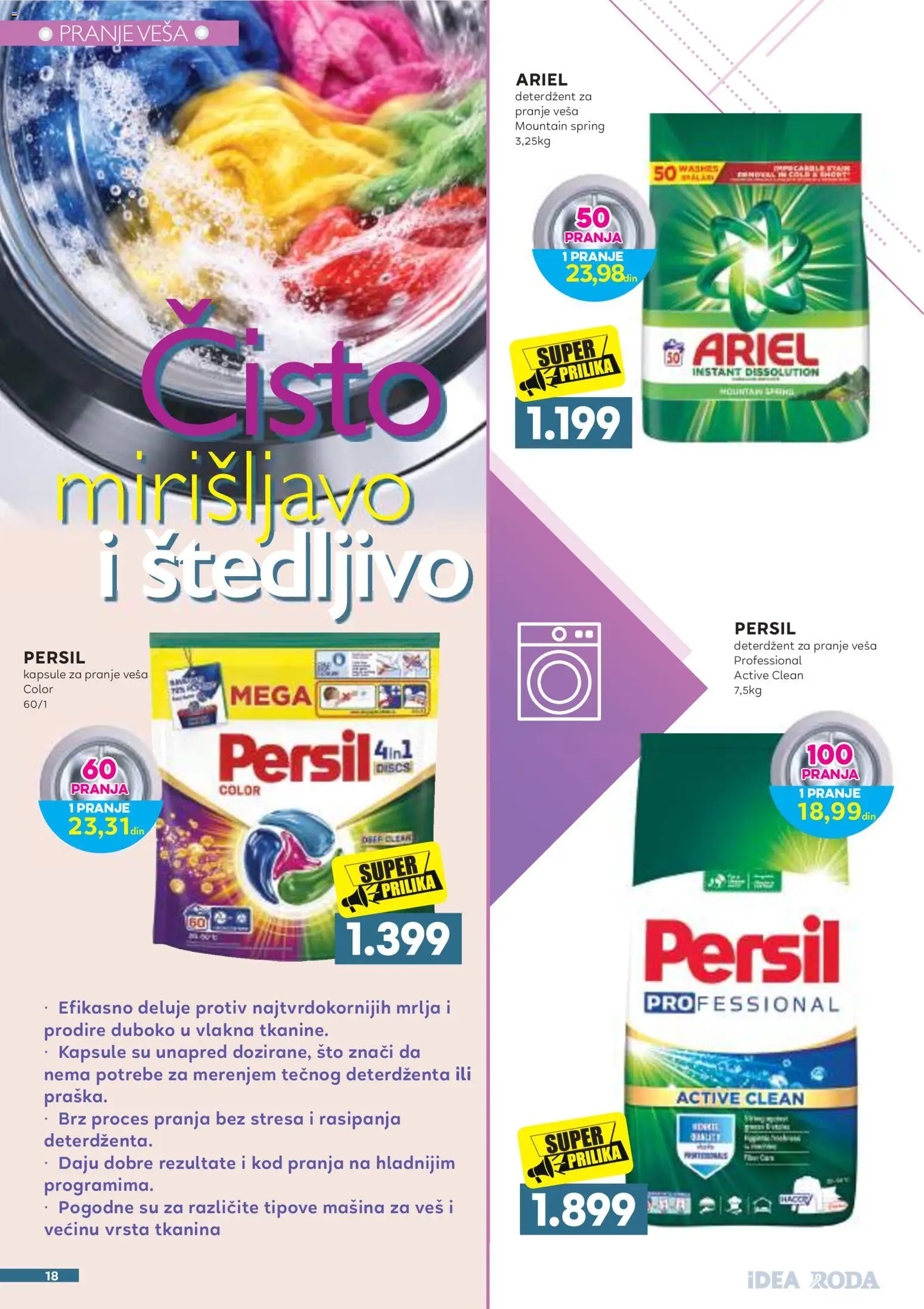 Roda katalog - važi od 28.09.2026 | Strana: 18 | Proizvode: Deterdžent, Ariel, Kapsule za pranje veša, Kapsule