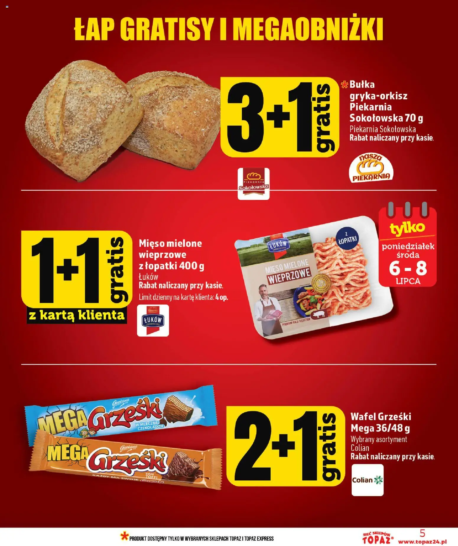 Topaz gazetka - MAZ od 02.07.2026 | Strona: 5 | Produkty: Karta, Mięso, Piekarnia, Mięso mielone