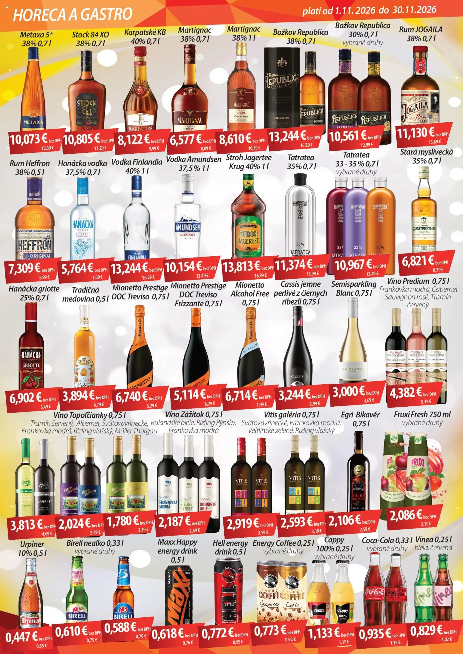 Nové CBA Verex akcie – leták je platný od 01.11.2026 | Strana: 2 | Produkty: Birell, Vodka, Rum, Vinea