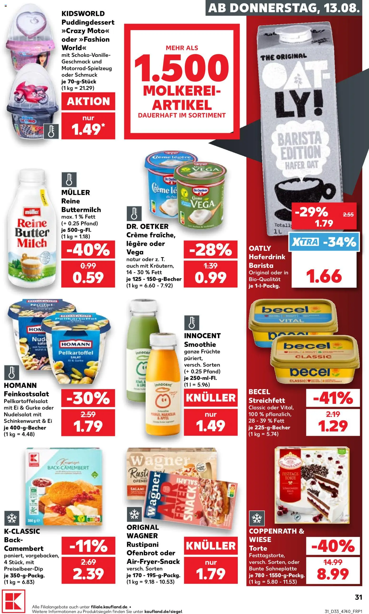 Kaufland Prospekt Hannover – gültig ab 13.08.2026 | Seite: 31 | Produkte: Buttermilch, Butter, Becel, Camembert