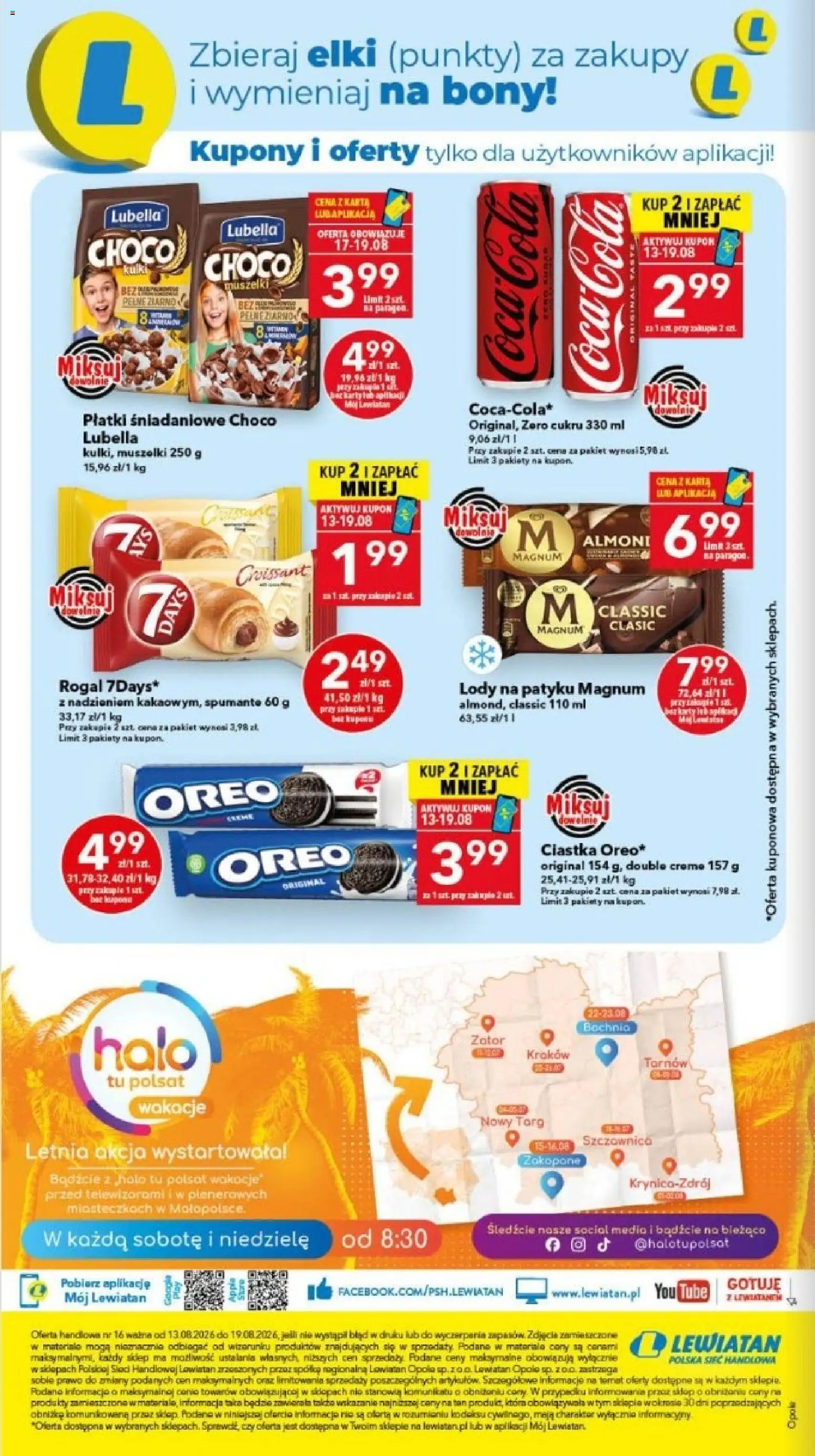 Lewiatan gazetka - Legnica od 13.08.2026 | Strona: 8 | Produkty: Karta, Croissant, Płatki śniadaniowe, Magnum