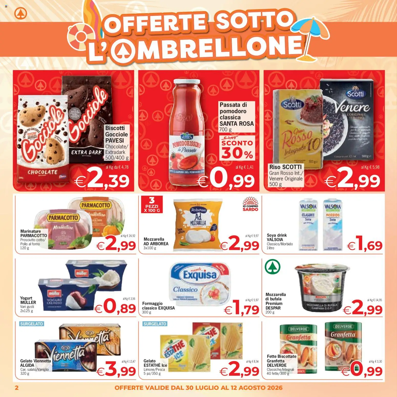 Volantino Despar del 30/07/2026 | Pagina: 2 | Prodotti: Yogurt, Mozzarella, Formaggio, Prosciutto