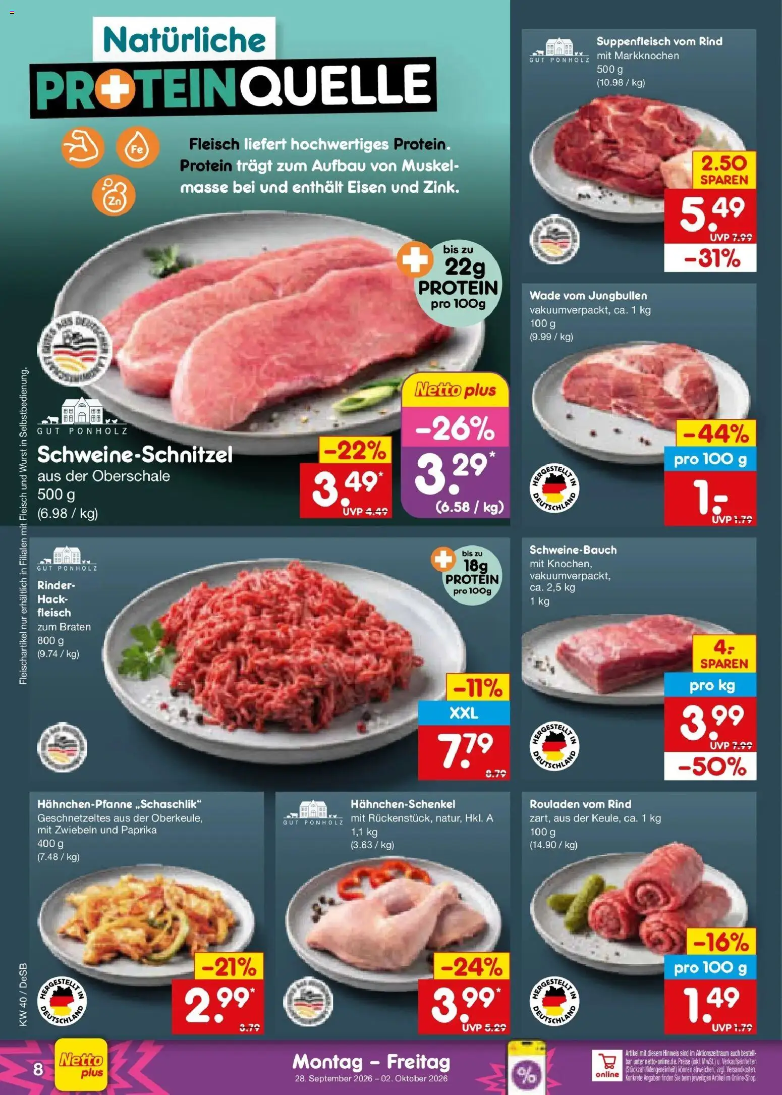 Netto Marken-Discount Prospekt Waiblingen-Bittenfeld – gültig ab 28.09.2026 | Seite: 10 | Produkte: Hahnchenschenkel, Paprika, Suppenfleisch, Fleisch