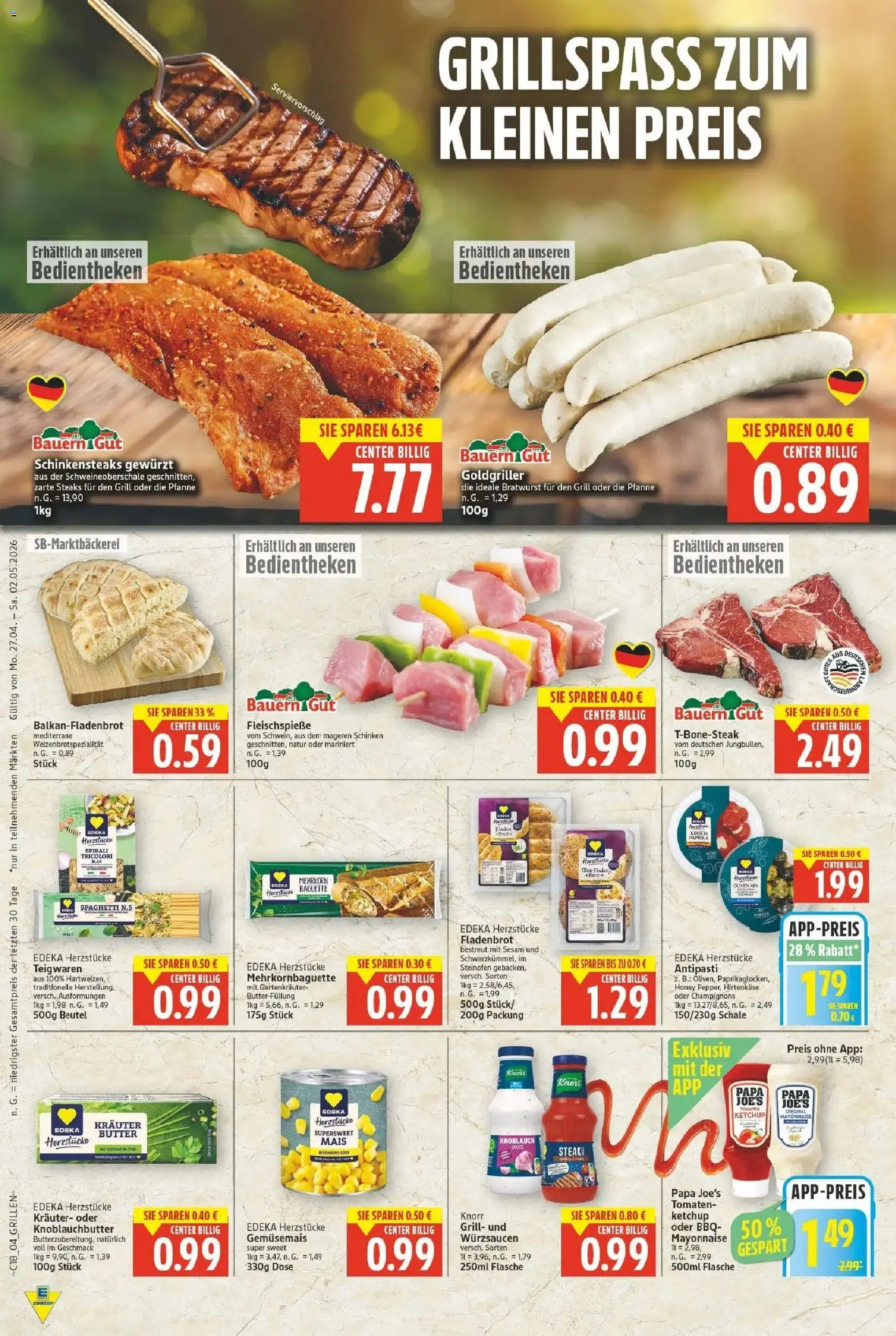 E center Prospekt Magdeburg	 – gültig ab 27.04.2026 | Seite: 4 | Produkte: Baguette, Knorr, Steak, Ketchup