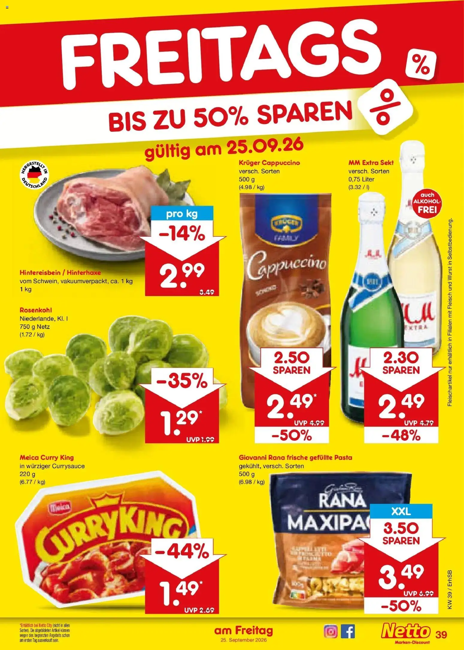 Netto Marken-Discount Prospekt Mauern – gültig ab 21.09.2026 | Seite: 55 | Produkte: Sekt, Wurst, Kruger cappuccino, Fleisch