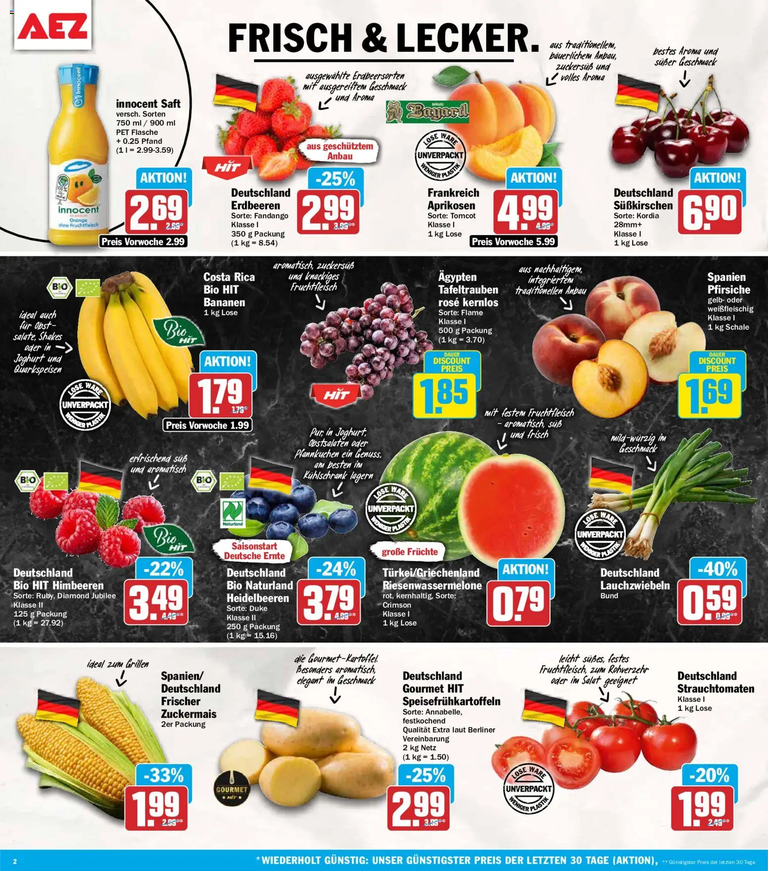 AEZ Prospekt – gültig ab 06.07.2026 | Seite: 2 | Produkte: Berliner, Bananen, Obst, Saft