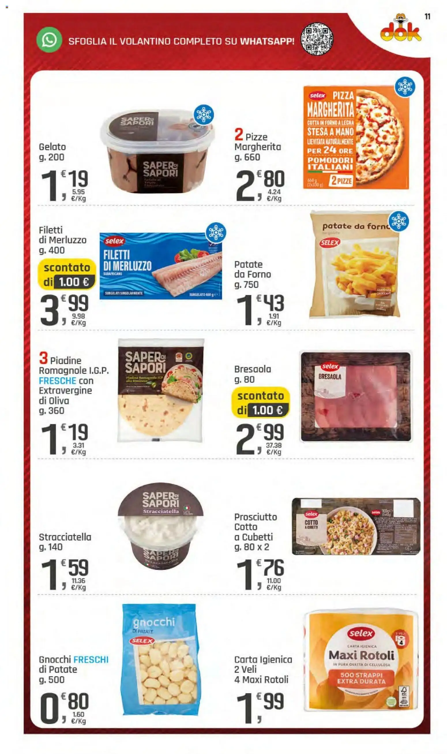 Volantino DOK del 11/09/2026 | Pagina: 11 | Prodotti: Carta igienica, Bresaola, Gelato, Prosciutto