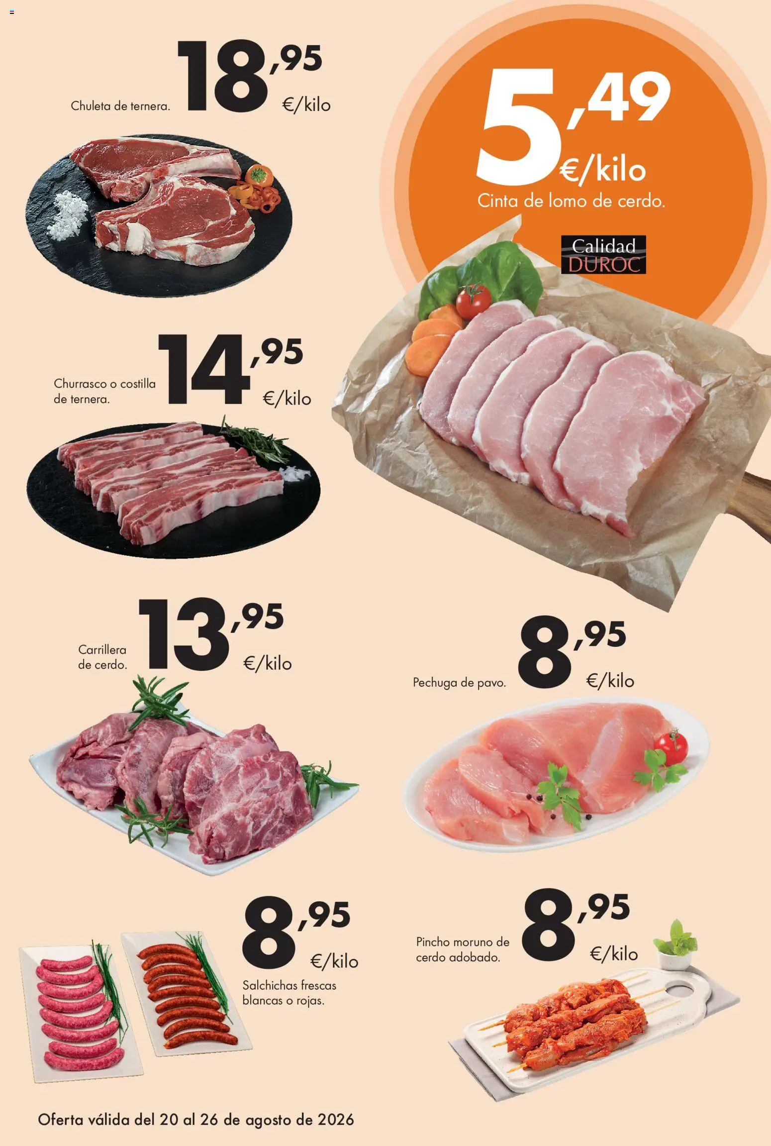 Lupa Supermercados folleto │ válido desde el 20/08/2026 | Página: 3 | Productos: Lomo, Cerdo, Salchichas