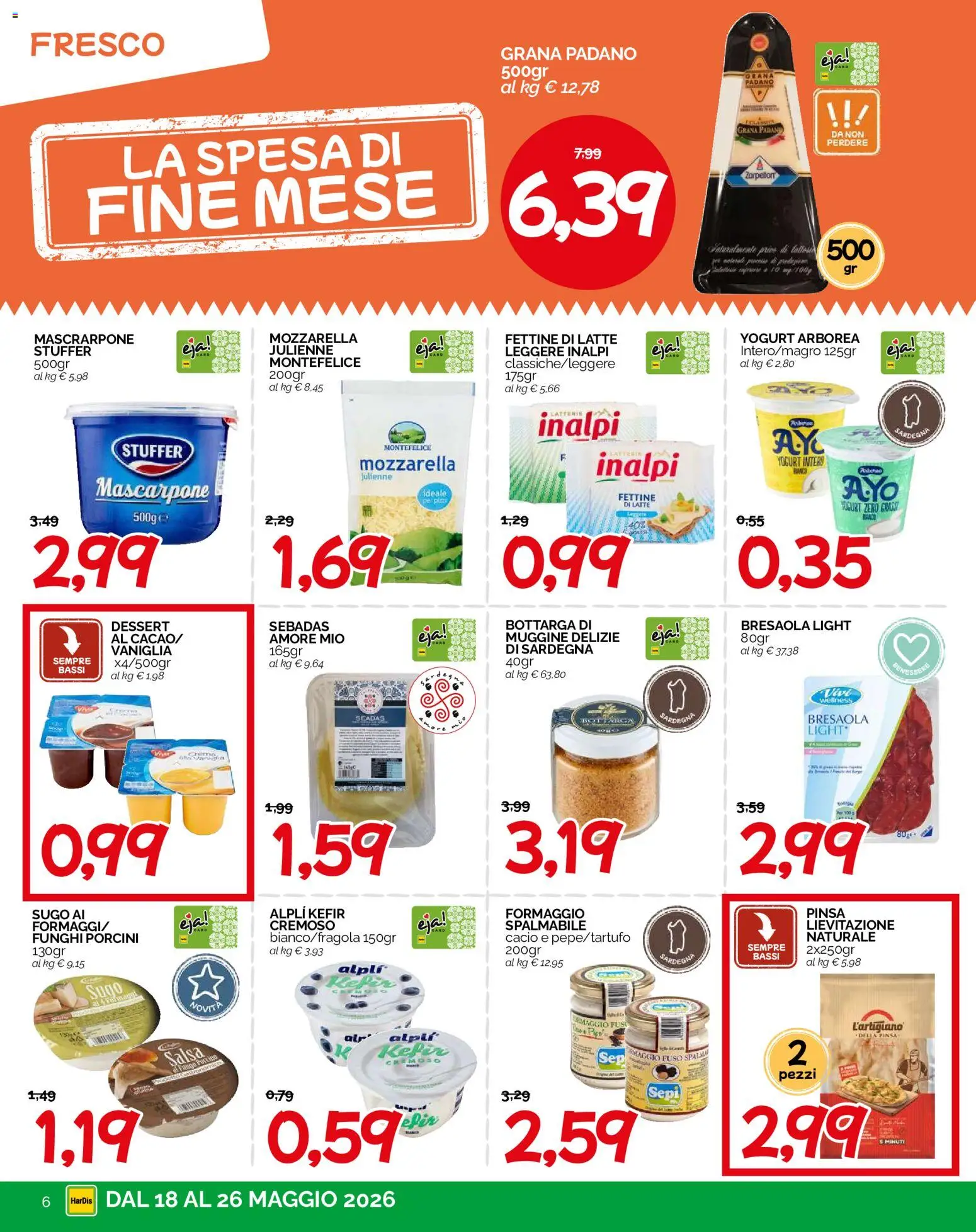 Volantino HarDis del 18.05.2026 | Pagina: 6 | Prodotti: Yogurt, Salsa, Mozzarella, Formaggio