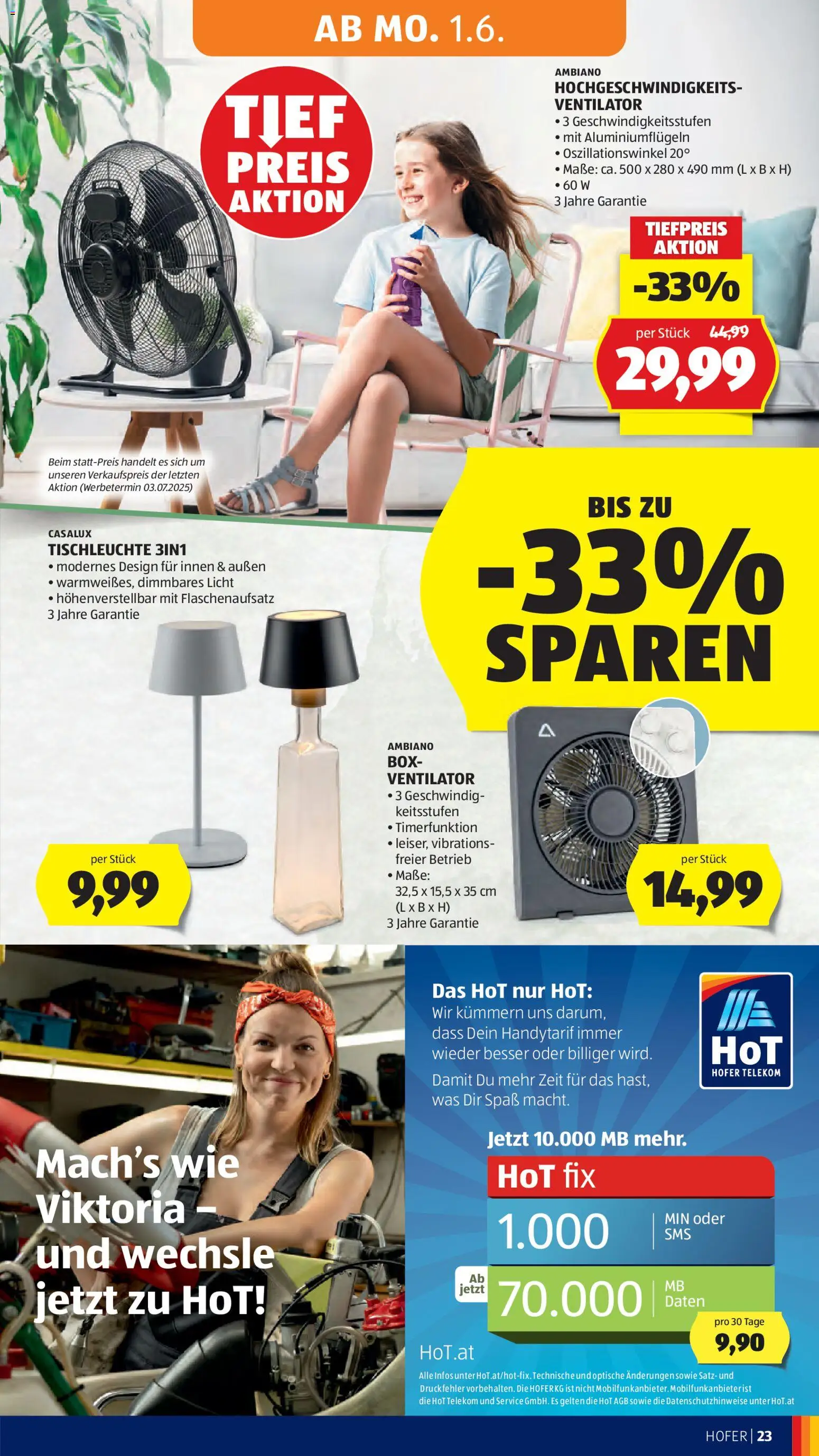 Hofer AT akciós ujság - amely érvényes a következő dátumtól: 29.05.2026 | Oldal: 29 | Termékek: Ventilátor