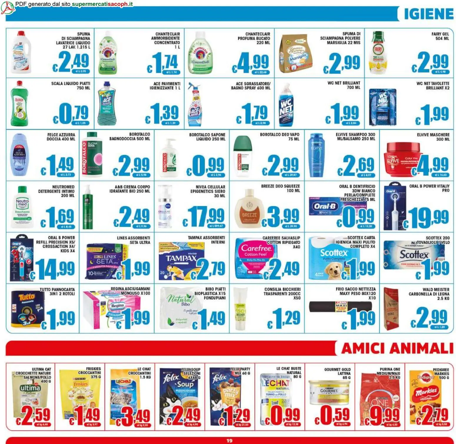 Volantino Sacoph del 12/08/2026 | Pagina: 19 | Prodotti: Shampoo, Ammorbidente, Intimo, Scala